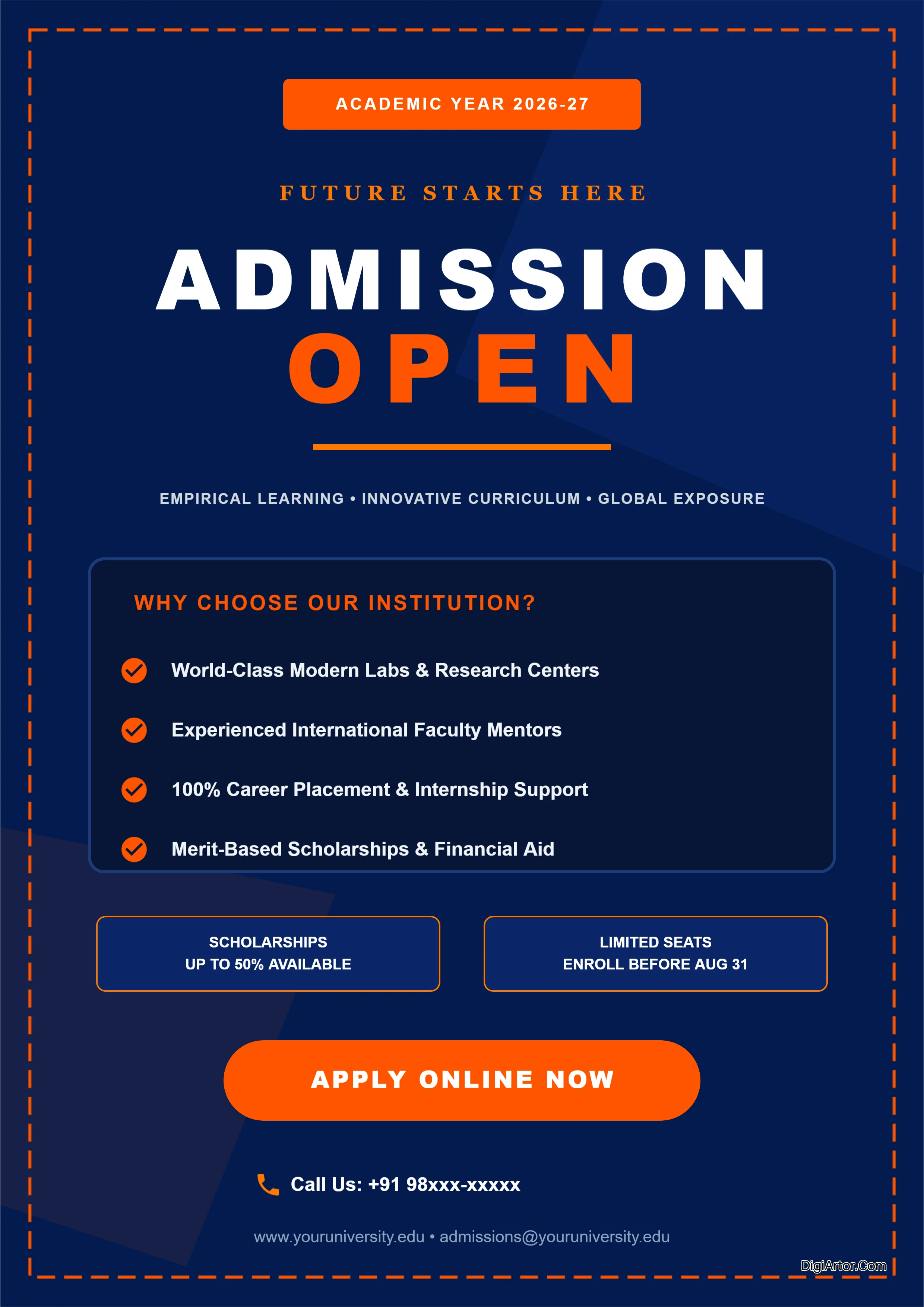 School College Admission Poster Editable Template Reference Image