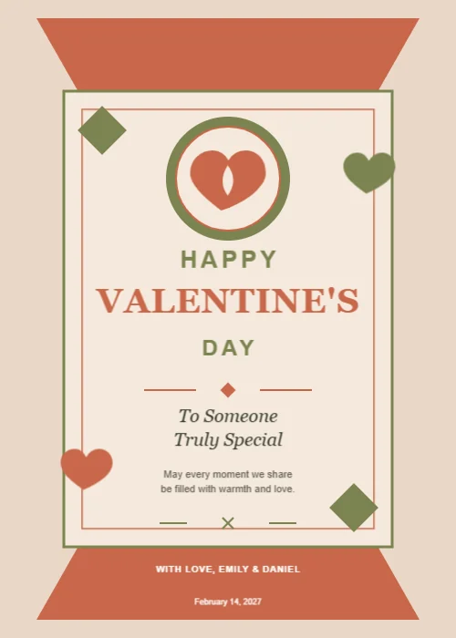 Valentines Day Greeting Card Editable Template Reference Image