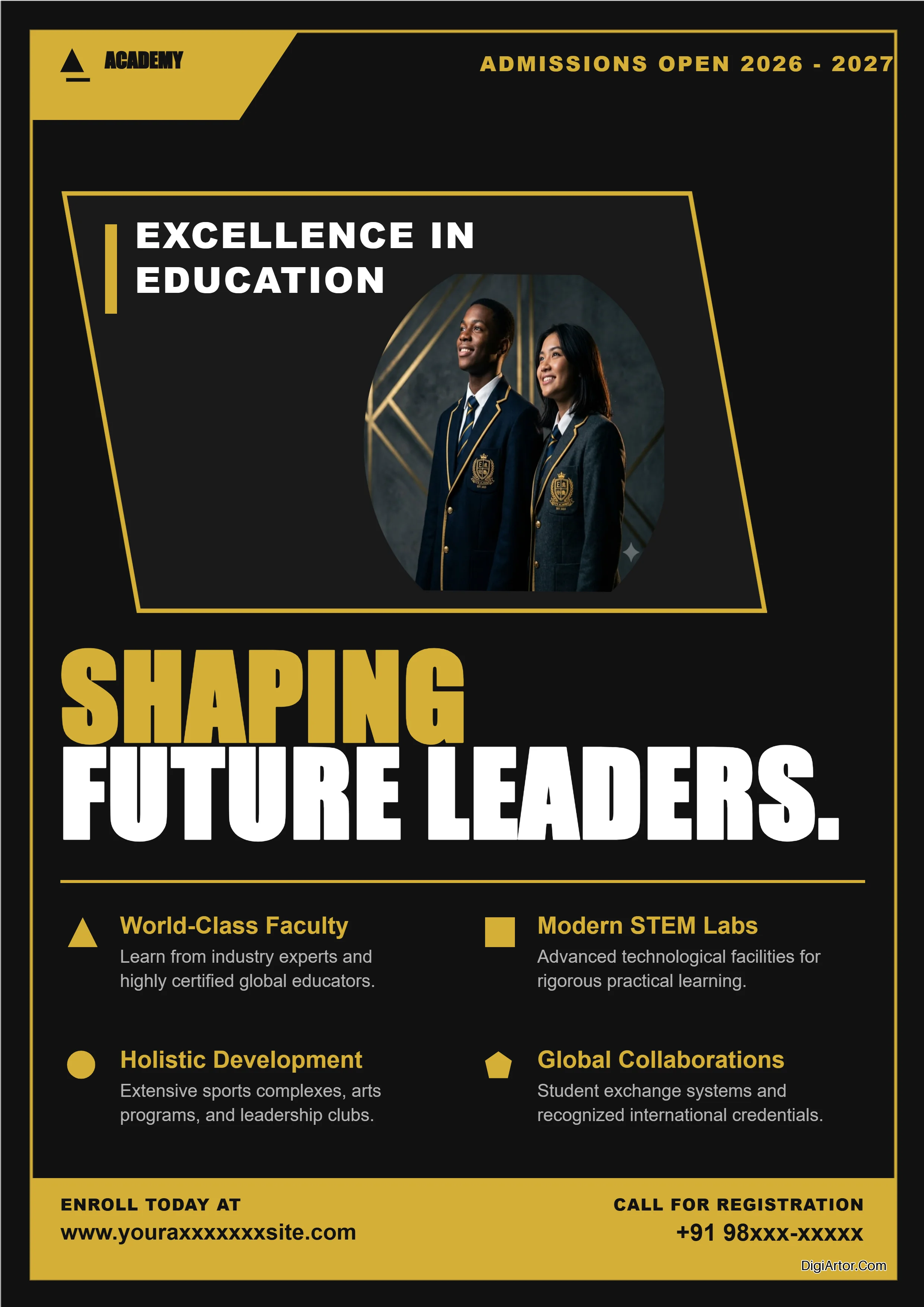 School Admission Poster Editable Template Reference Image