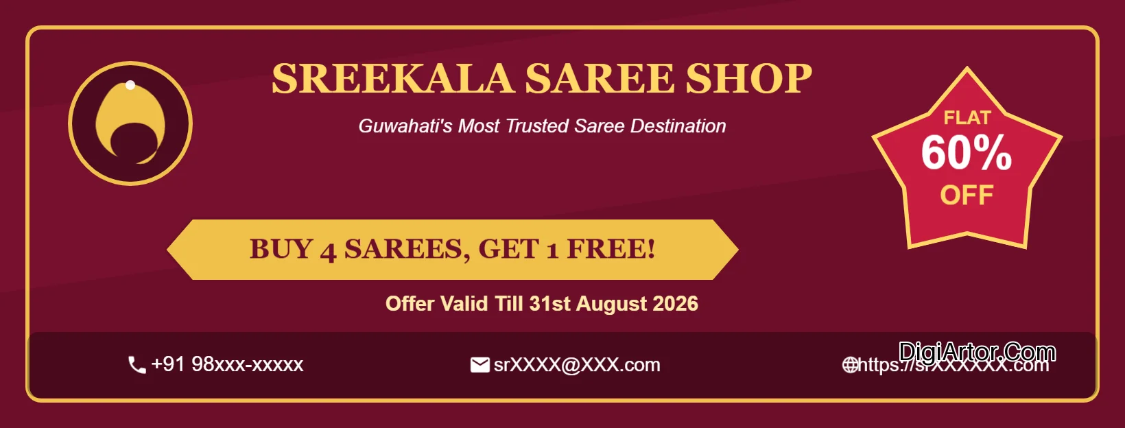 Saree Shop Discount Banner Ad Editable Template Reference Image