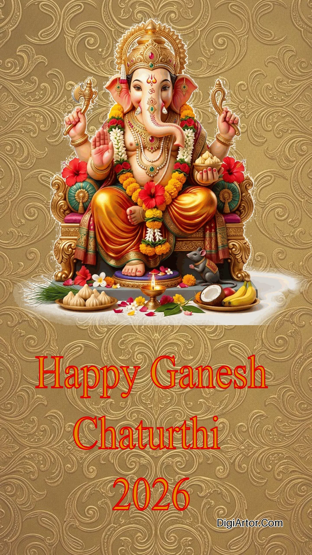 Happy Ganesh Puja Greeting Card for Friends Editable Template Reference Image