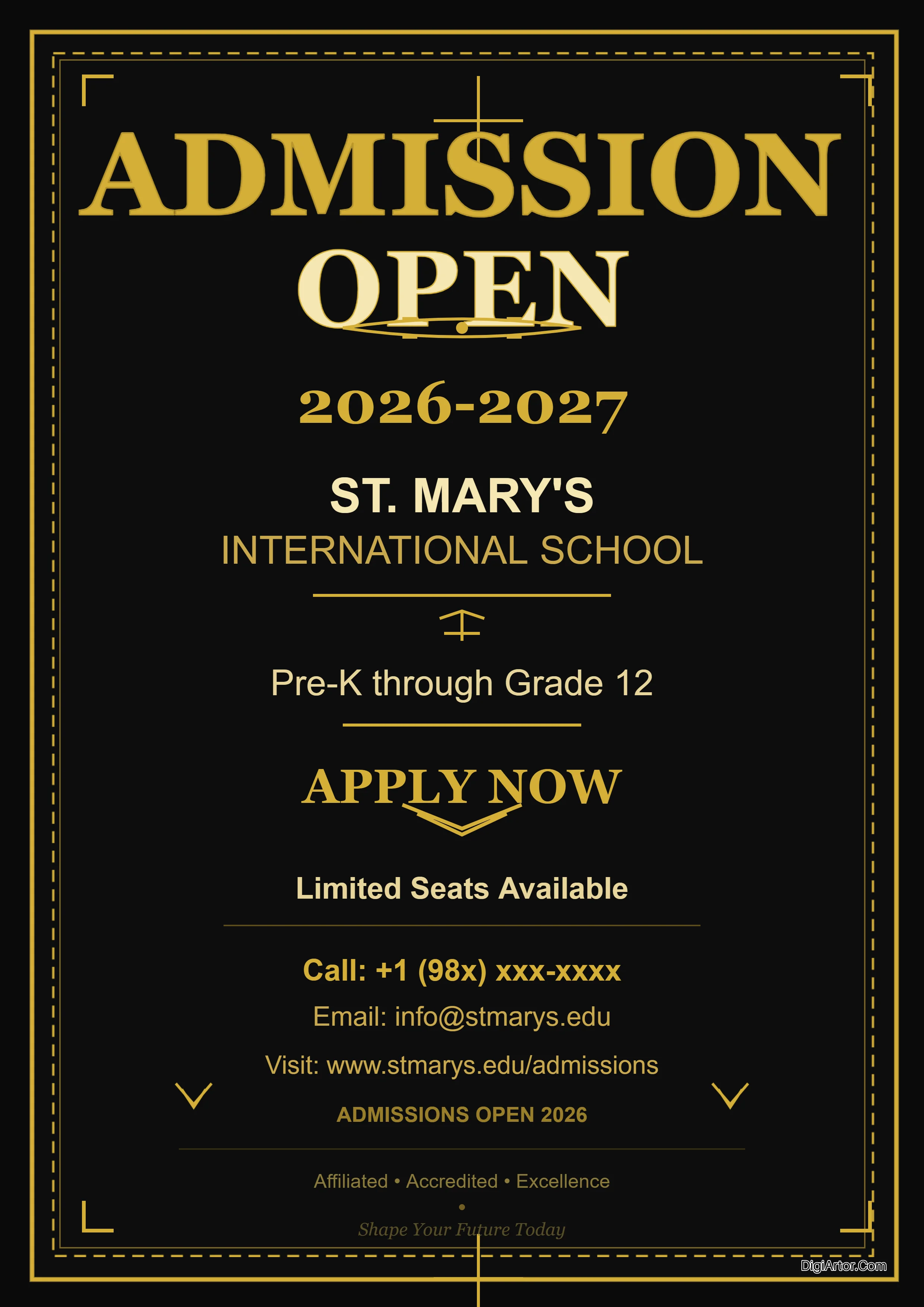 Admission Open Poster Editable Template Reference Image
