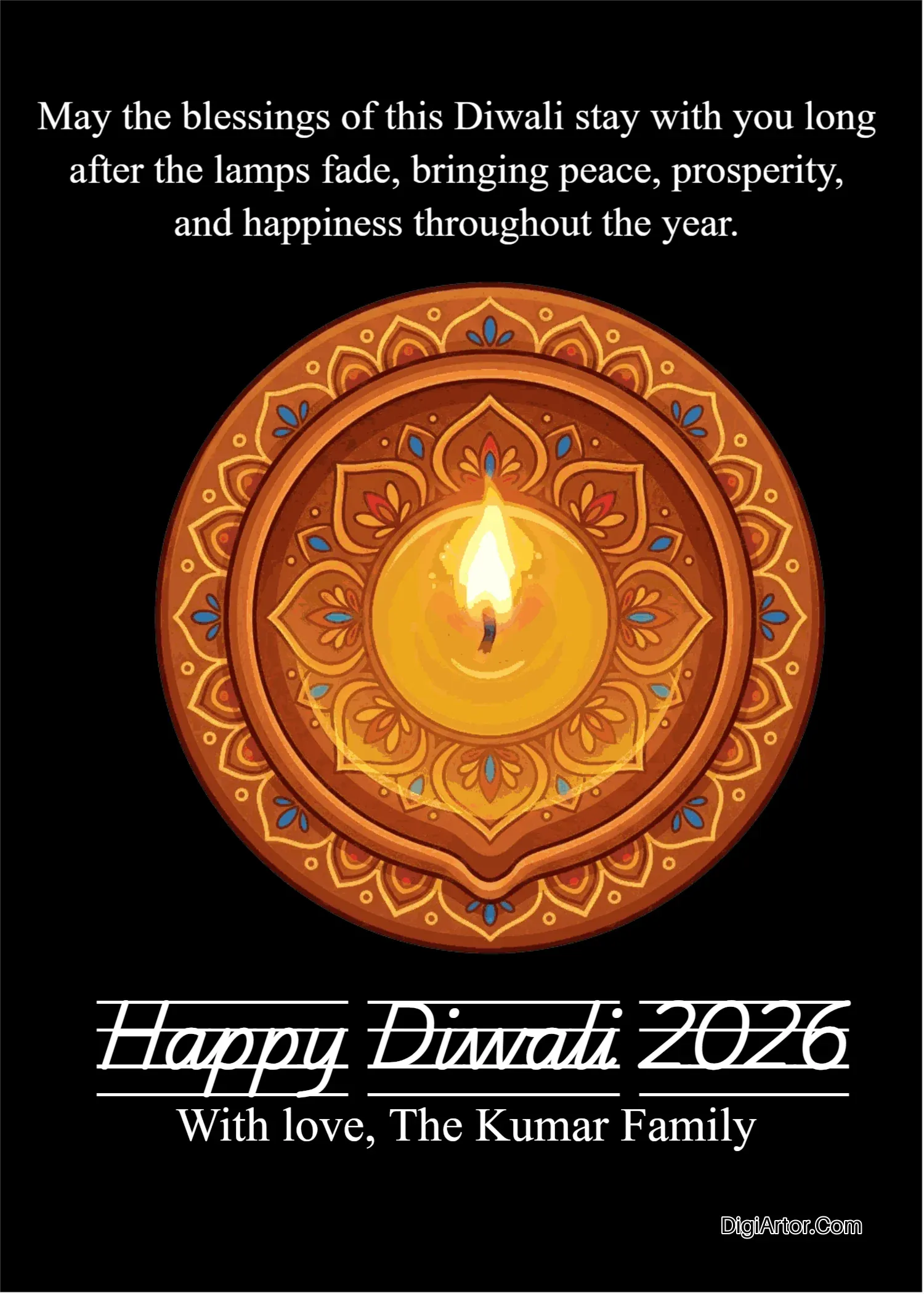 Card for Diwali Wishes Celebrating Life, Success and New Chapters Editable Template Reference Image