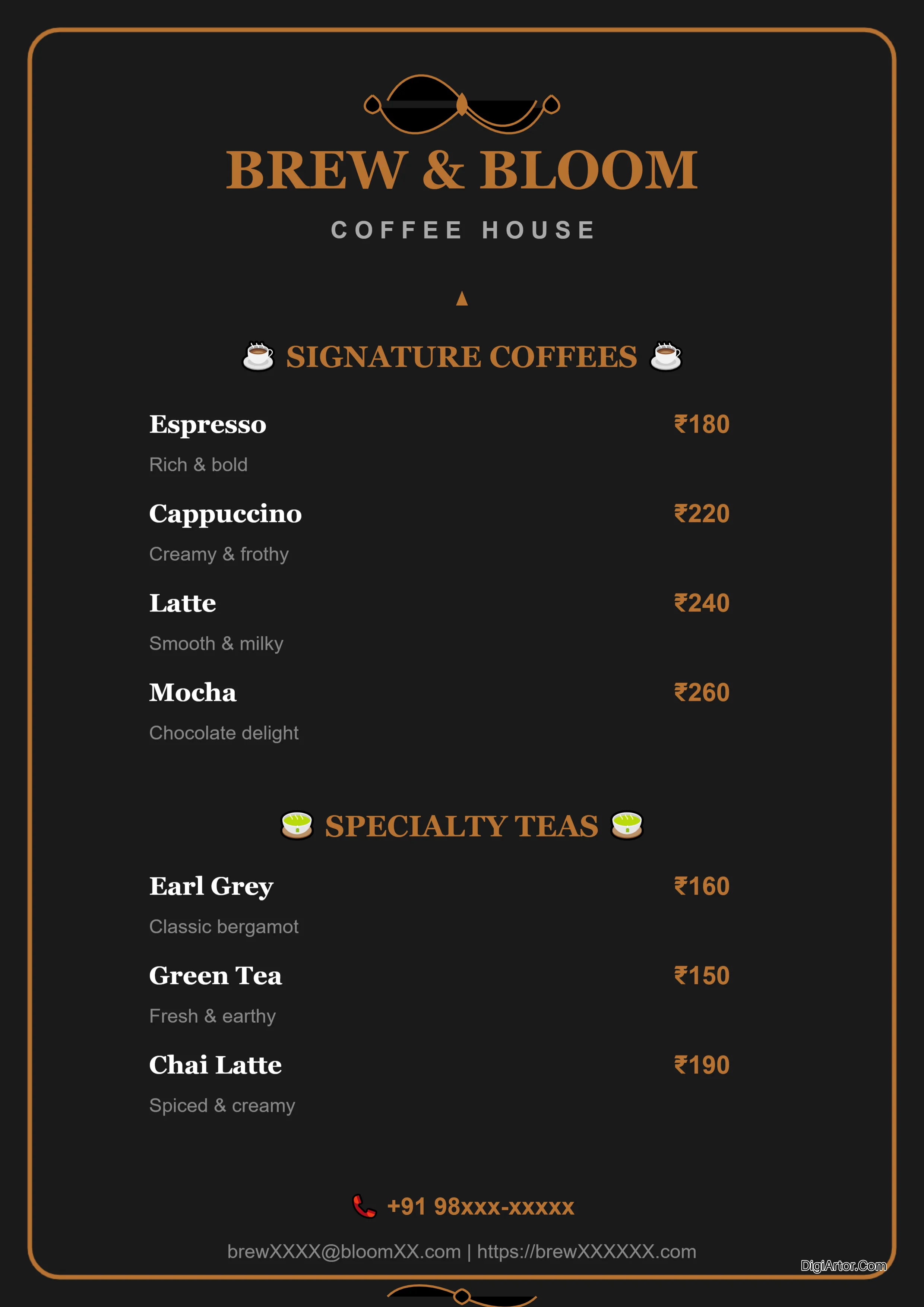 Coffee Shop Menu Editable Template Reference Image