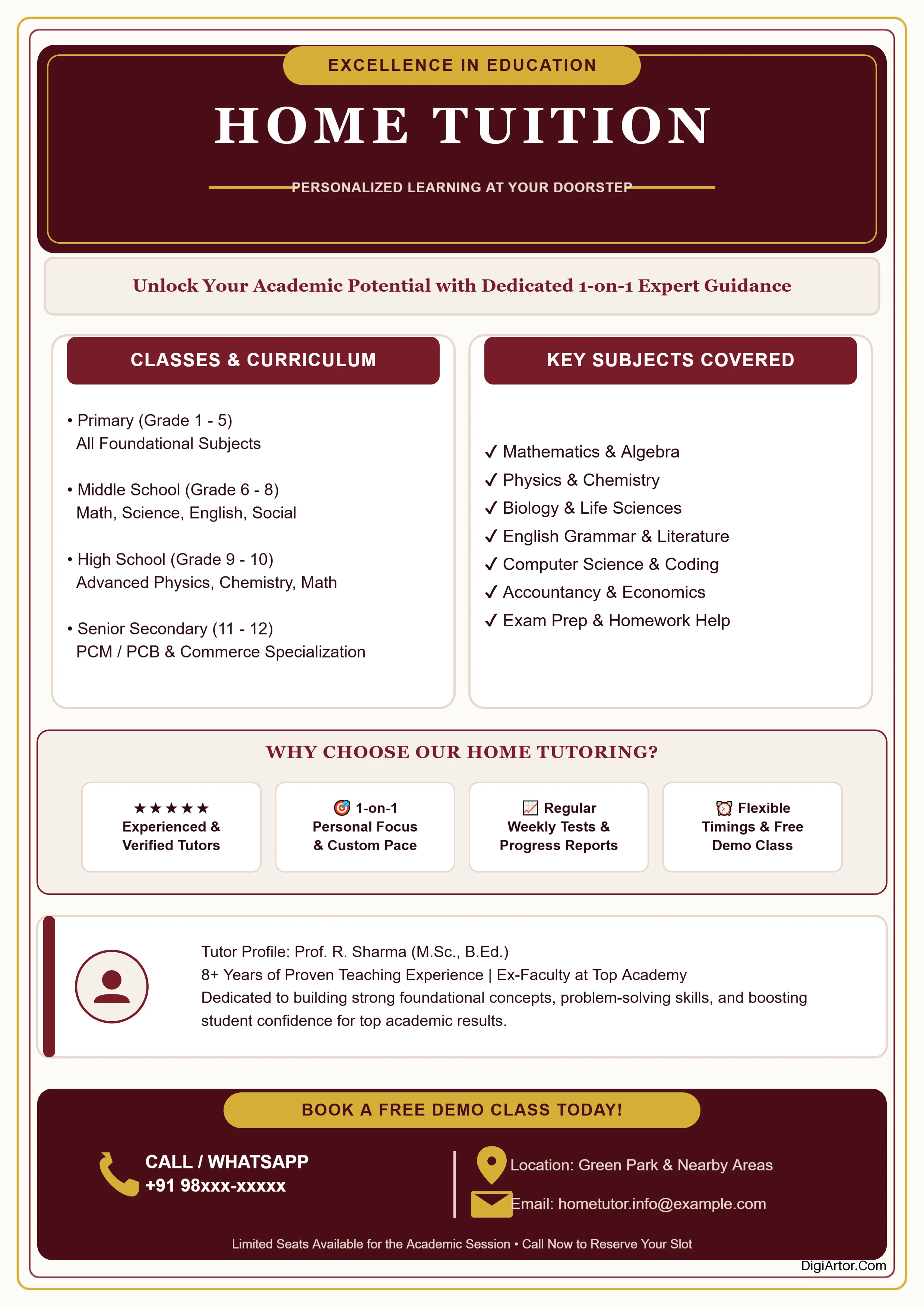 Home Tuition Poster Editable Template Reference Image
