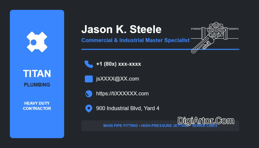 Heavy-Duty Industrial Plumber Business (Visiting) Card Tool Editable Template Reference Image