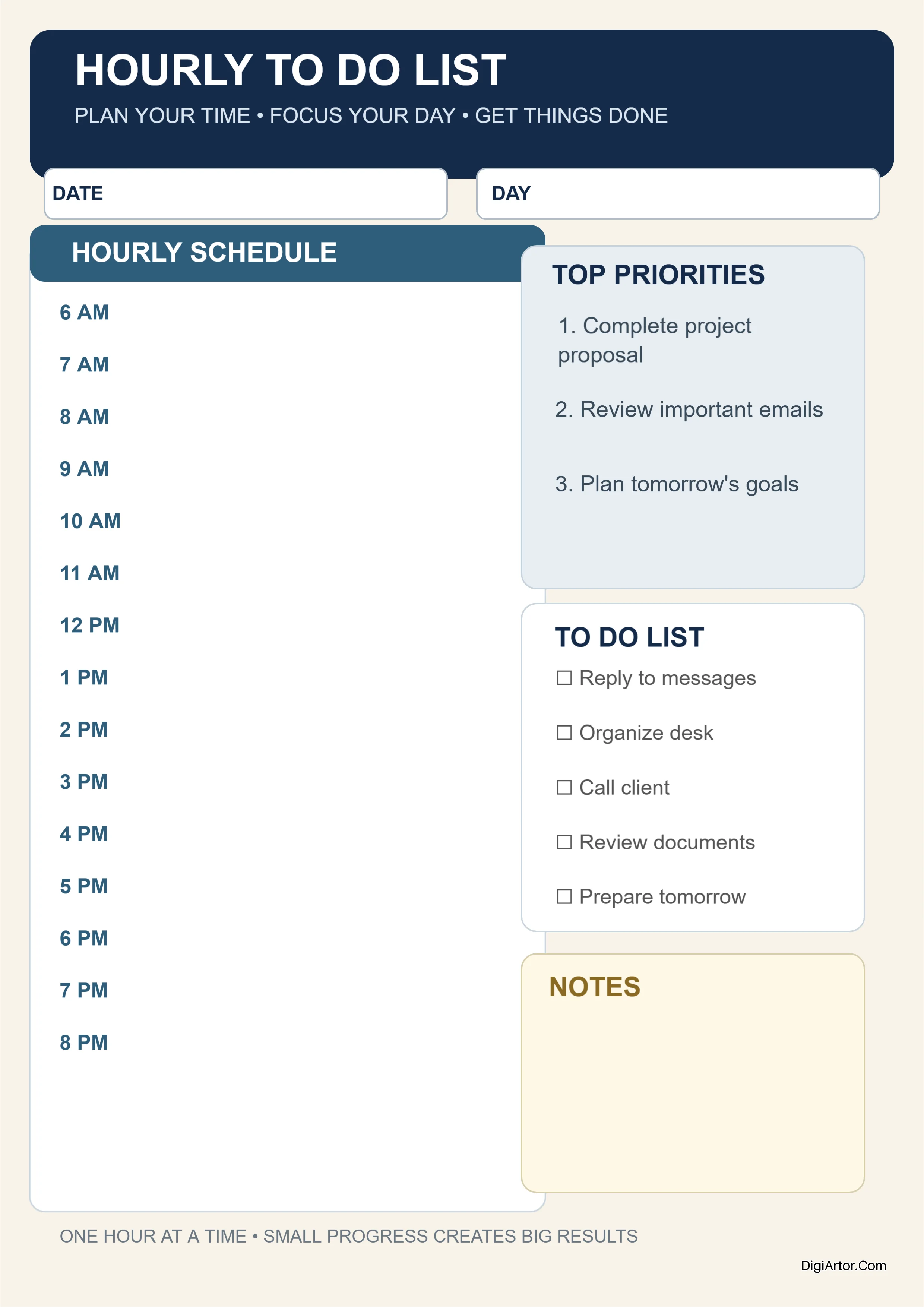 Customize Printable Hourly To Do List Planner Online Editable Template Reference Image