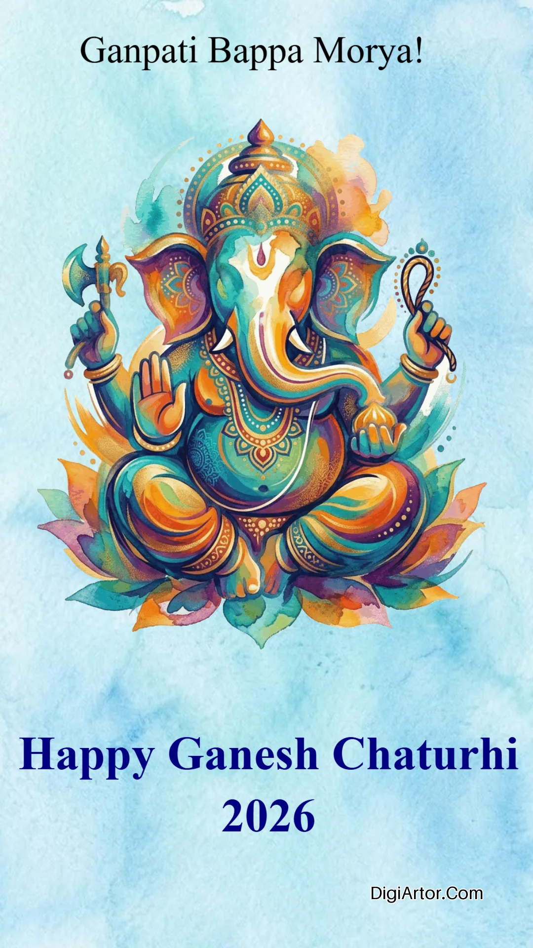 Happy Ganesh Puja Blessings Greeting Card Editable Template Reference Image