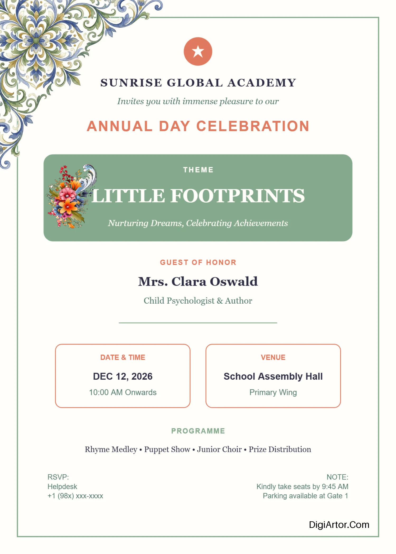 Lets Not Miss the Fun Finally School Annual Day Is Here - Invitation Card Editable & Printable Editable Template Reference Image