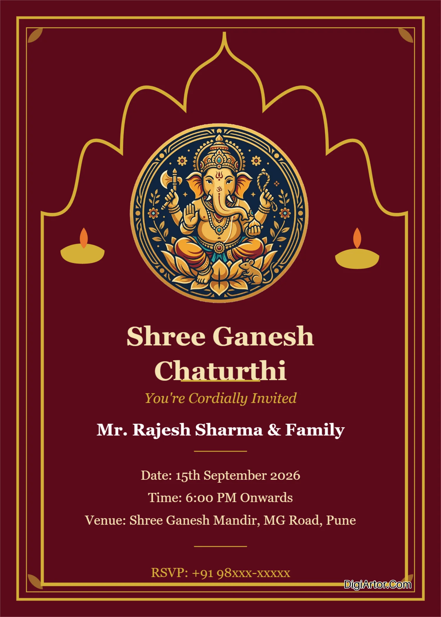 Ganpati invitation card free download Editable Template Reference Image