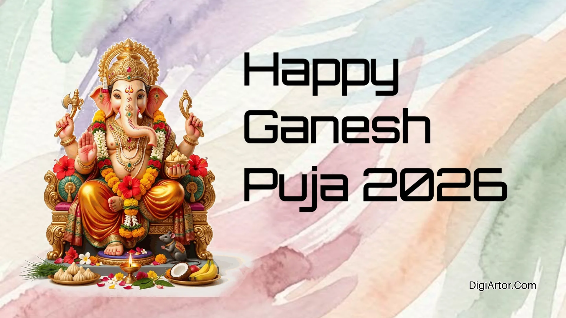 Happy Ganesh Puja Greeting Card Template Editable Template Reference Image