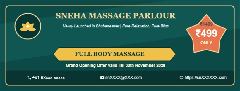 Massage Parlour Offer Banner Ad Editable Template Reference Image