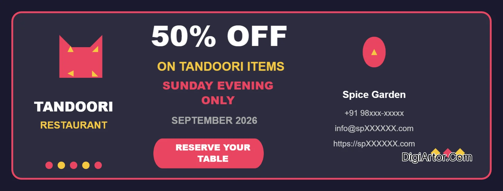 Simple Restaurant Banner Ad Editable Template Reference Image