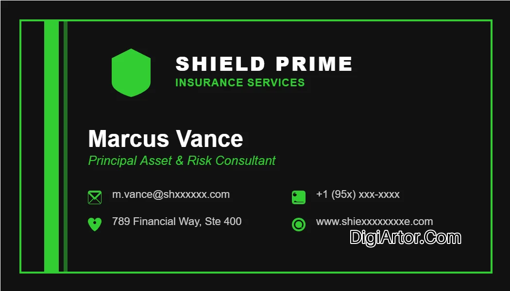 Insurance Agent Business (Visiting) Card Editable Template Reference Image
