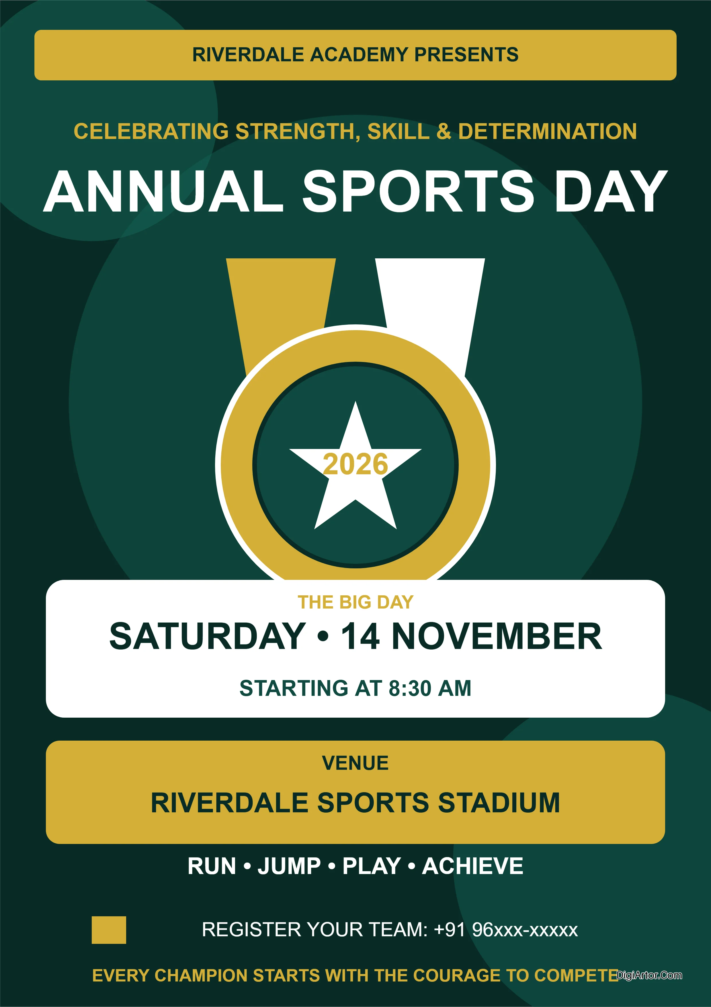 Customize a Premium Sports Day Poster Online to Celebrate Sporting Excellence Editable Template Reference Image