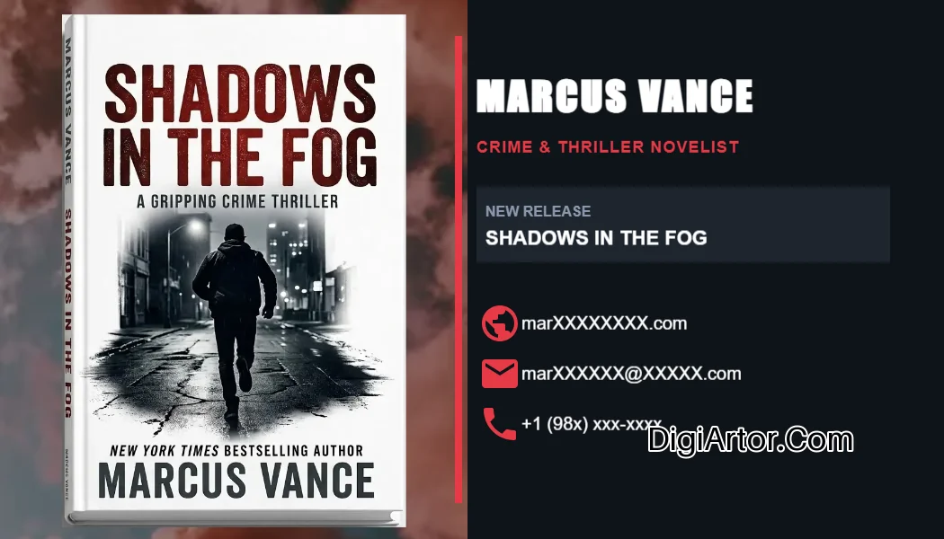 Business (Visiting) Card For Crime & Thriller Novelist - Editable Template Editable Template Reference Image