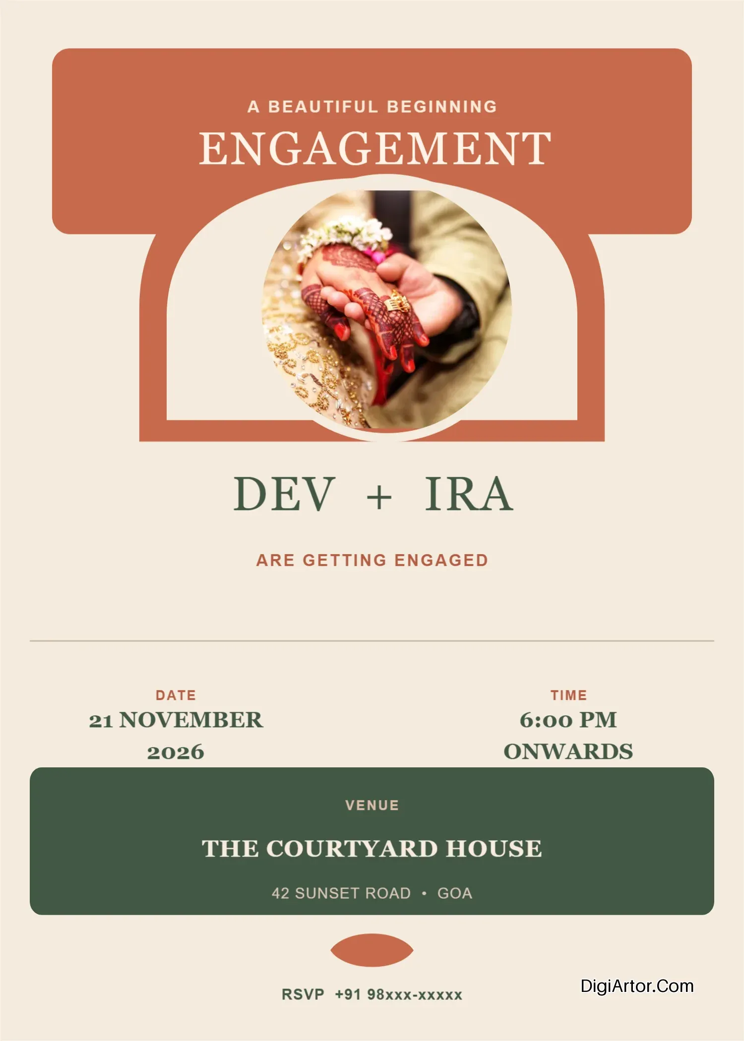 Modern Engagement Invitation Card Design Template Customize & Download Editable Template Reference Image