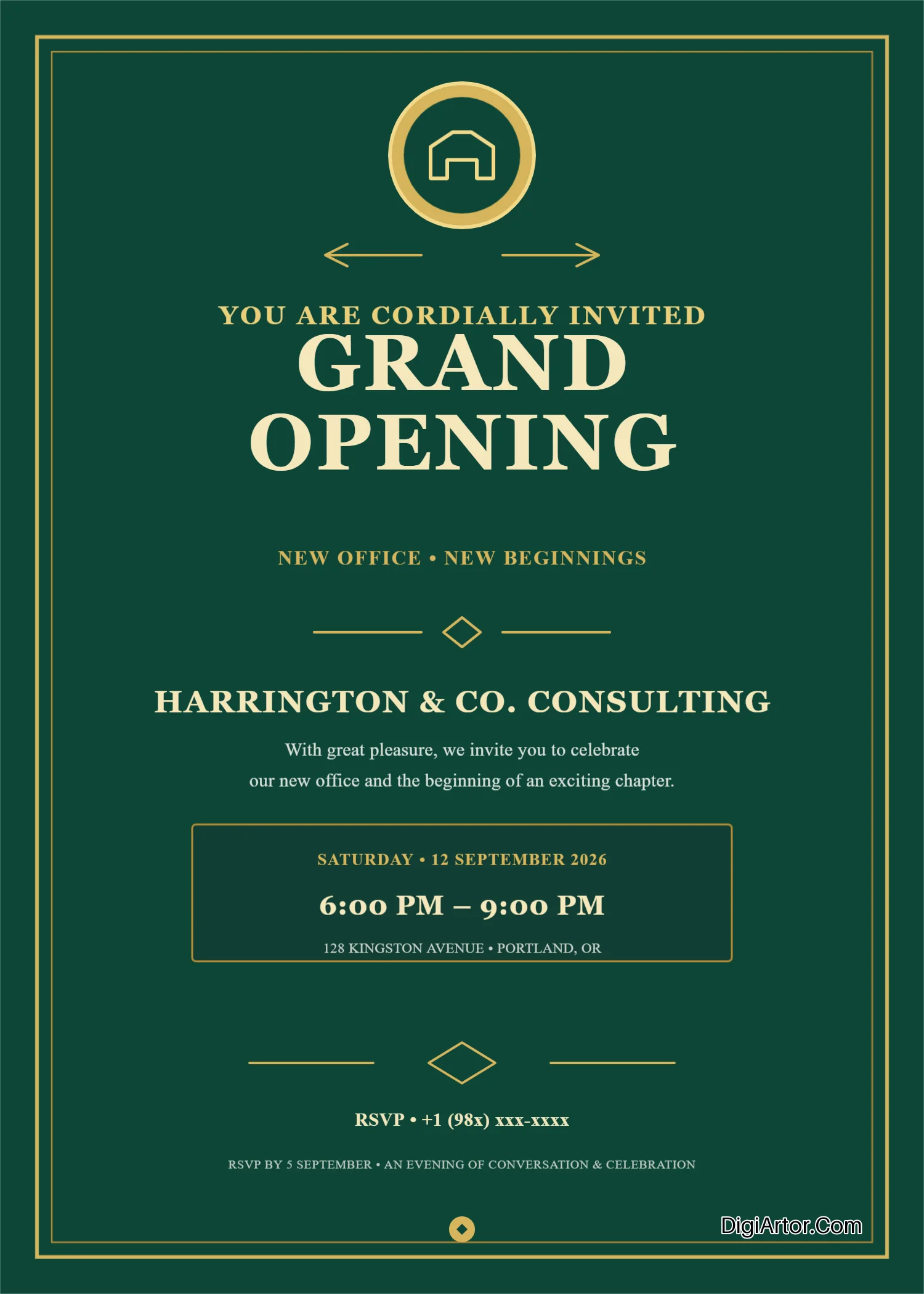 New Office Opening Greeting Card Editable Template Reference Image
