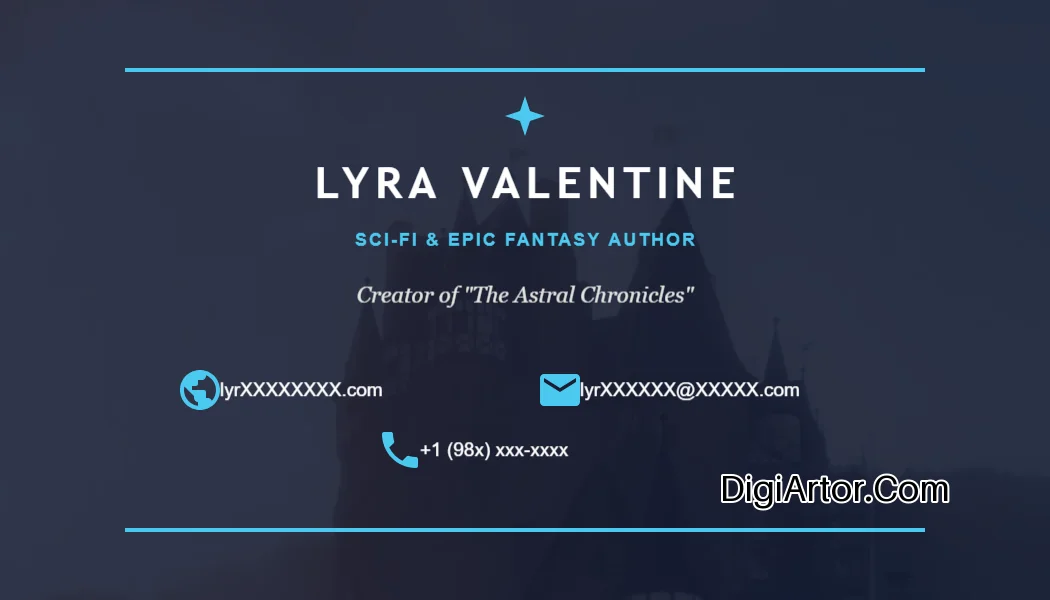 Create Sci-Fi & Fantasy Author Business (Visiting) Cards Online Editable Template Reference Image