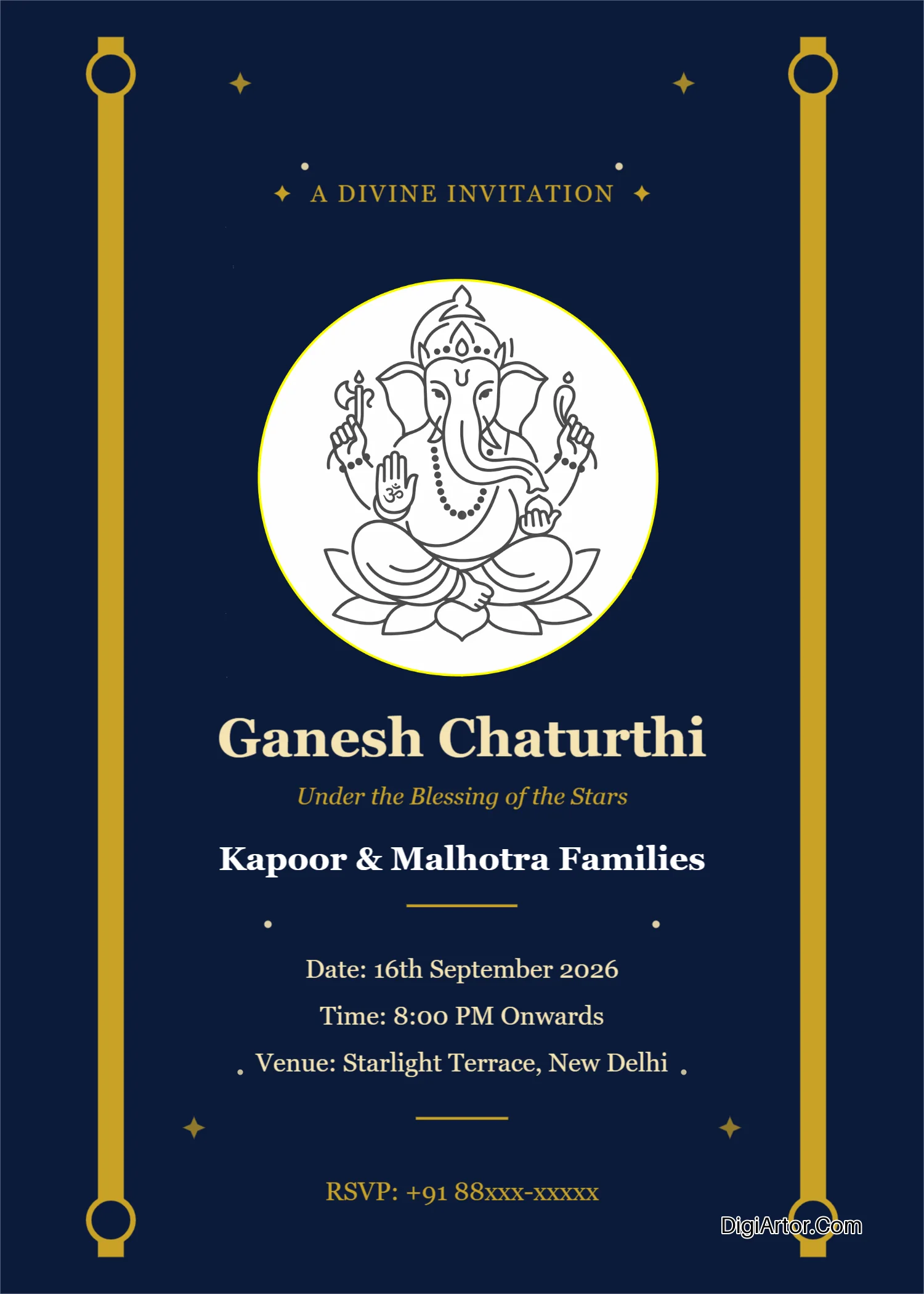 Free invitation card maker for Ganesh Chaturthi 2026 Editable Template Reference Image