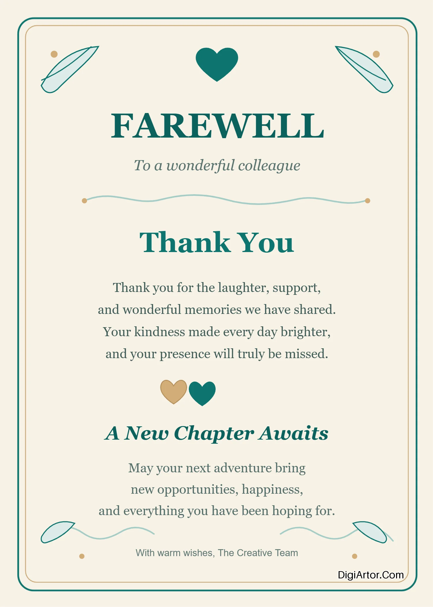 Greeting Card for Quitting Job Editable Template Reference Image
