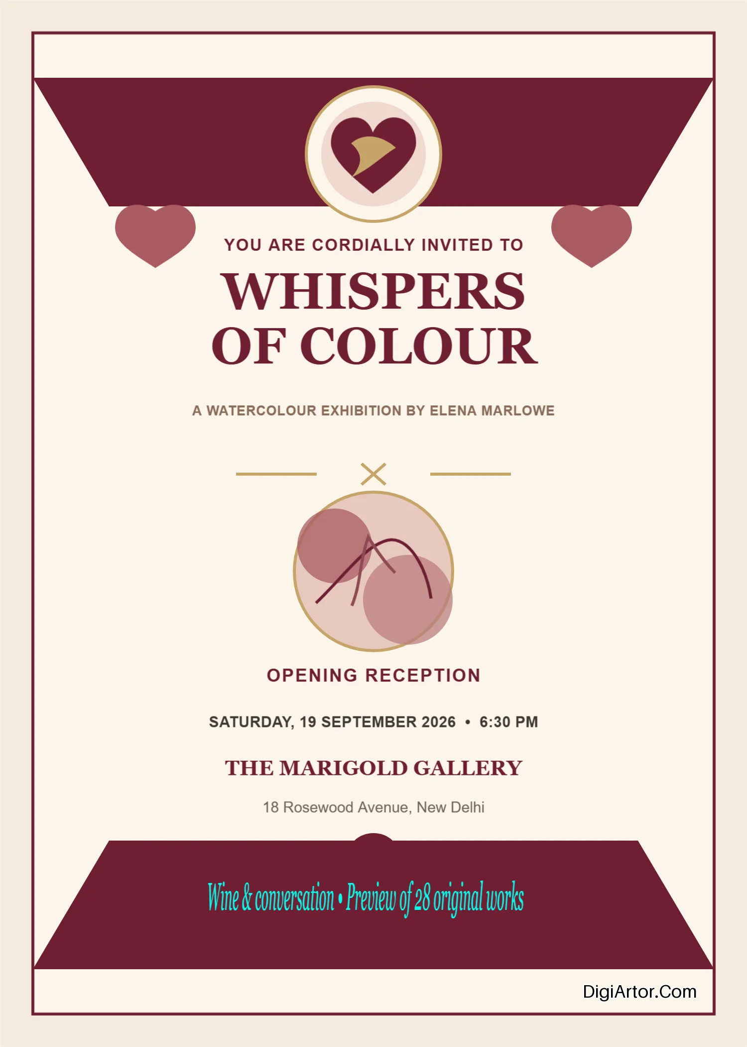 Exhibition Invitation Card Editable Template Reference Image
