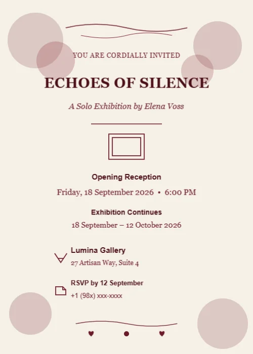Exhibition Invitation Card Editable Template Reference Image