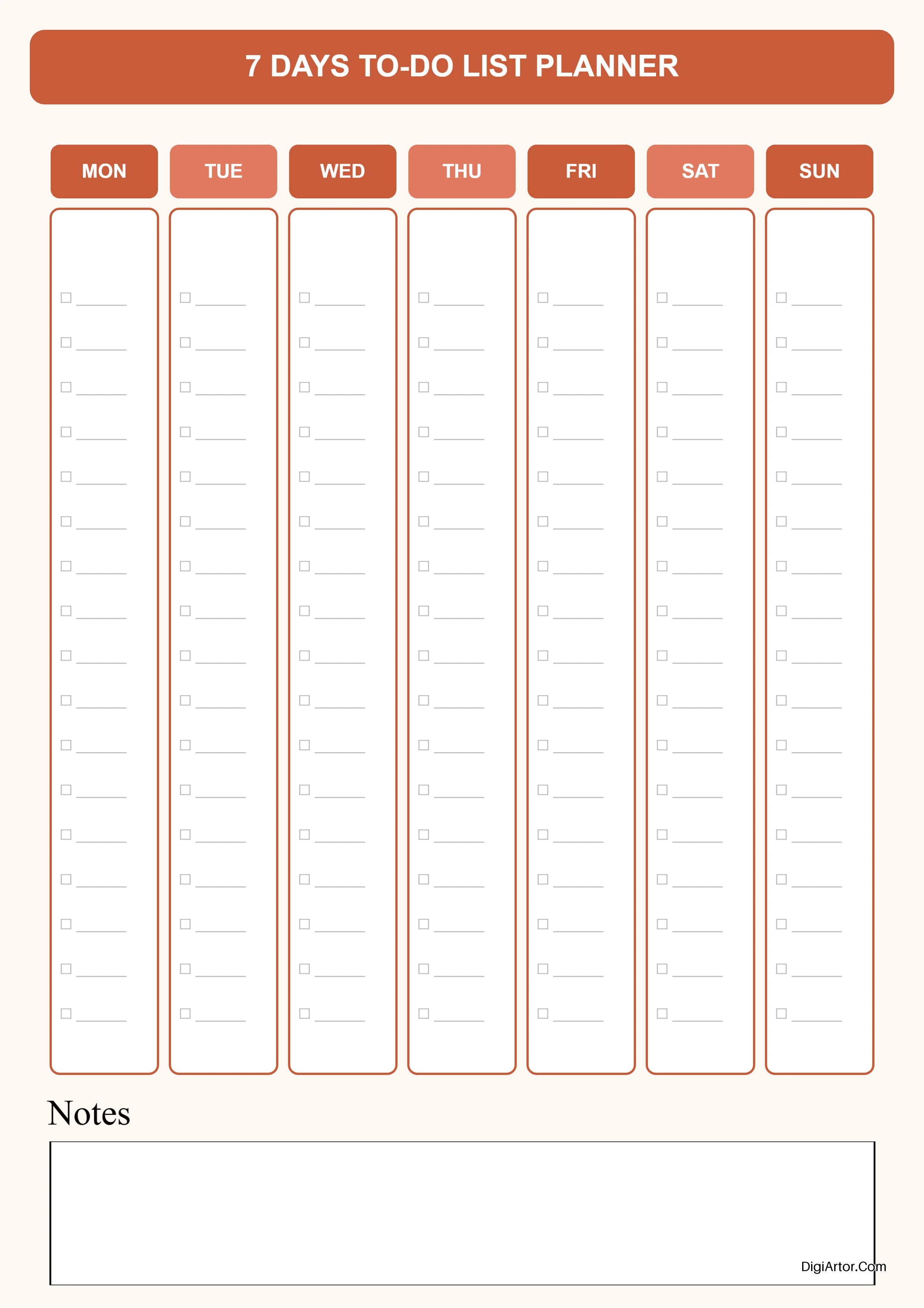 Customize Terracotta Columns 7-Day Planner Online Printable Weekly To-Do Organizer Editable Template Reference Image