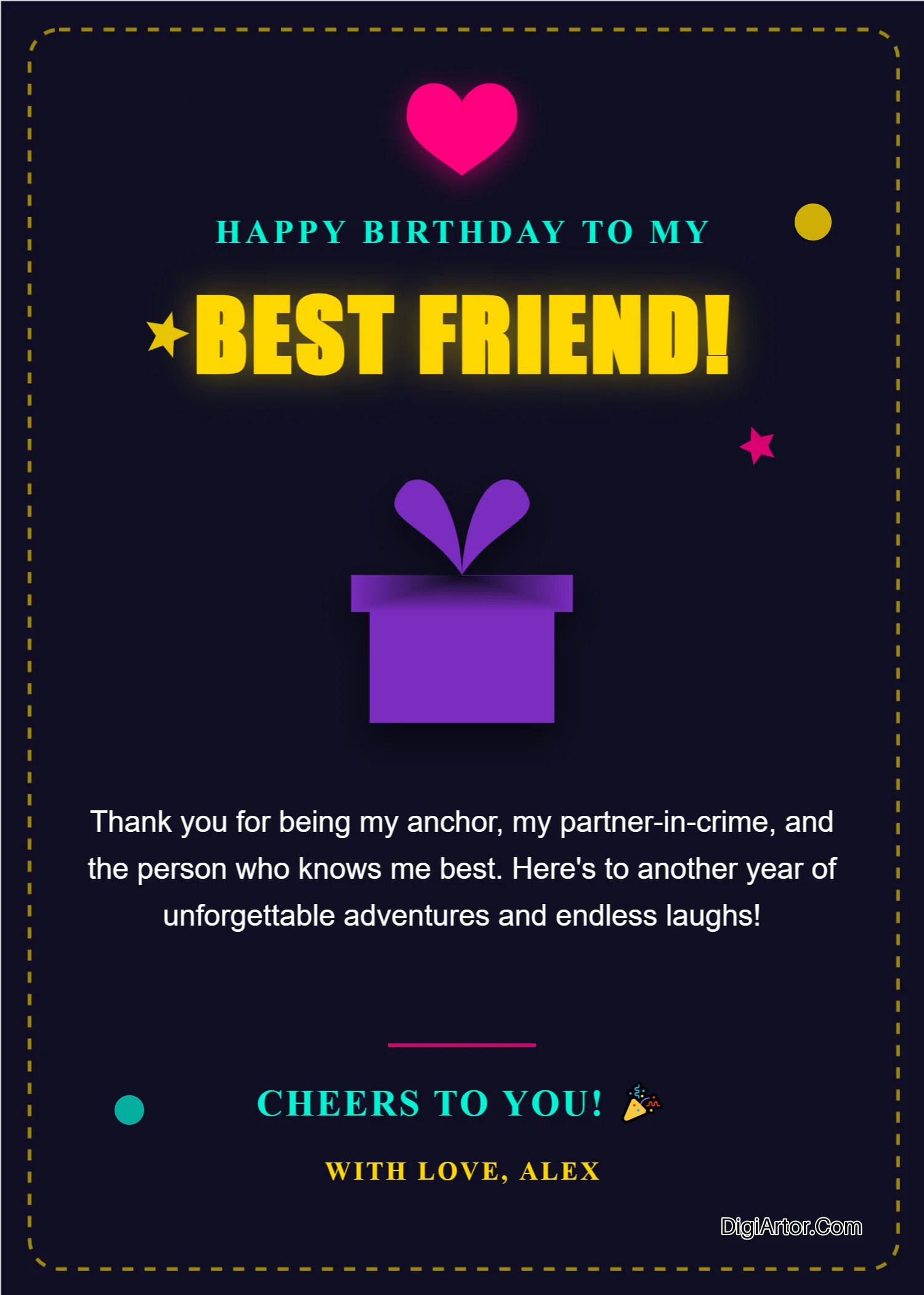 Happy Birthday Card For Best Friend Editable Template Reference Image