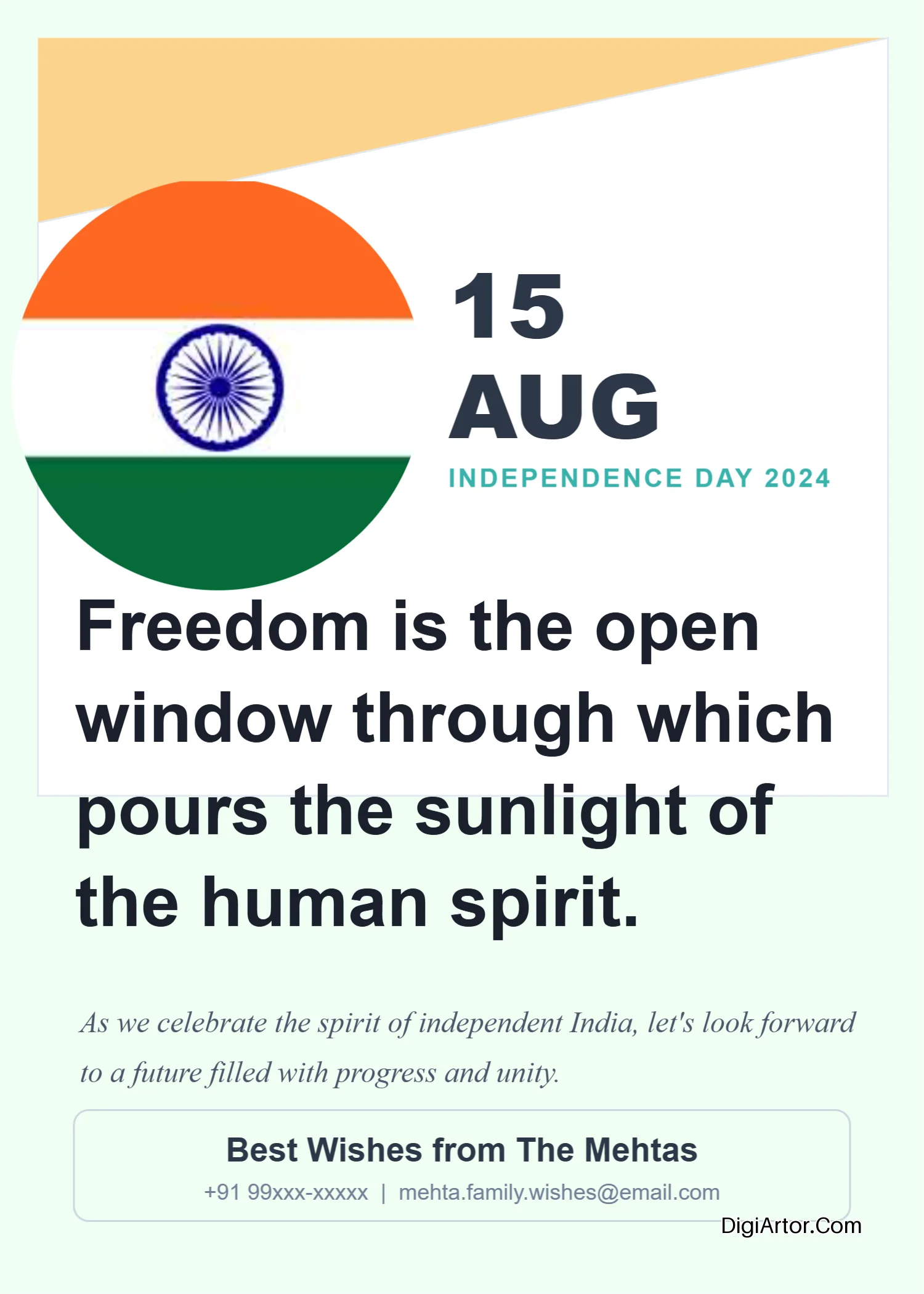Happy Independence Day Greeting Card Format Editable Template Reference Image