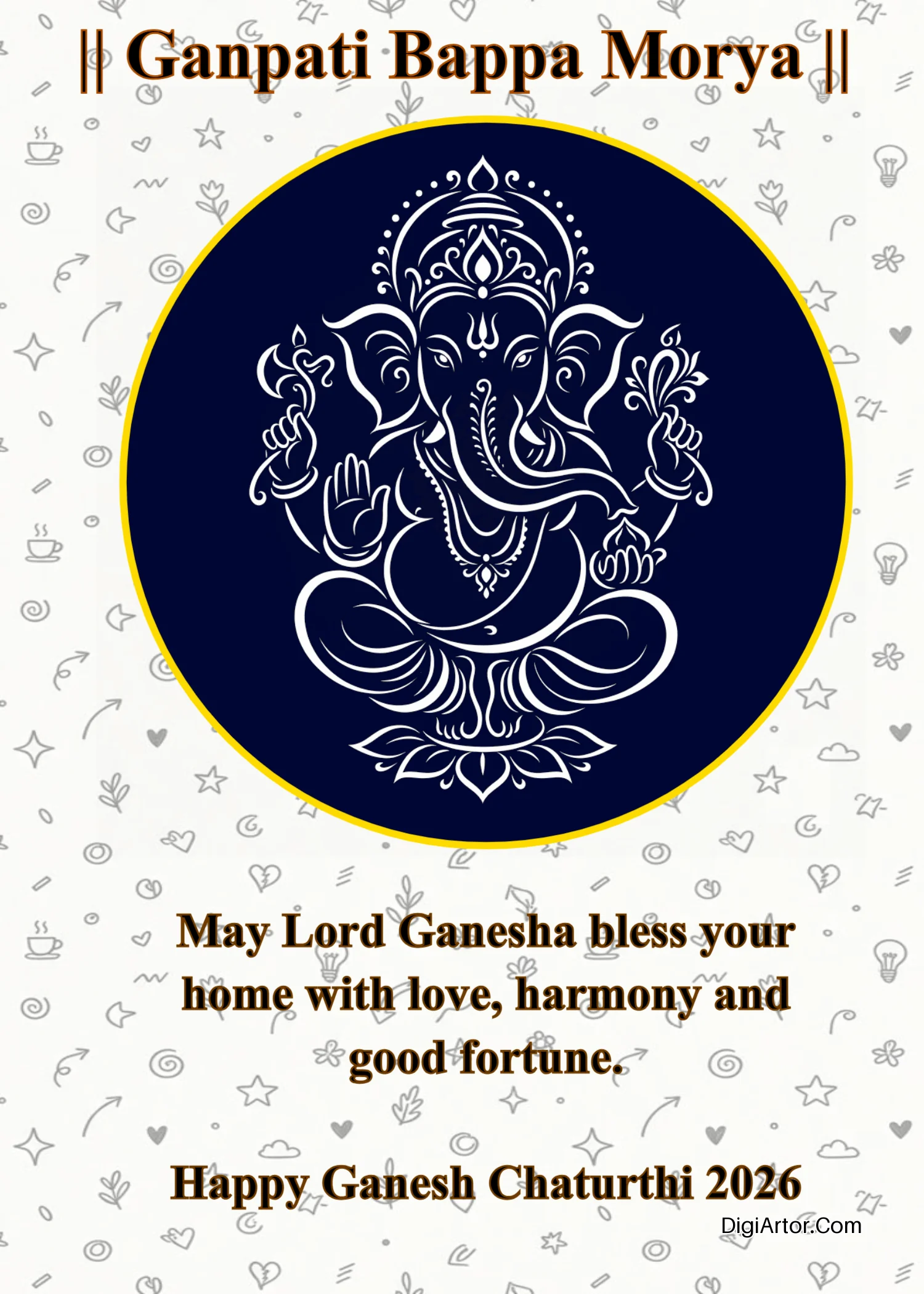 Happy Ganesh Puja Greeting Card for Loved Ones Editable Template Reference Image