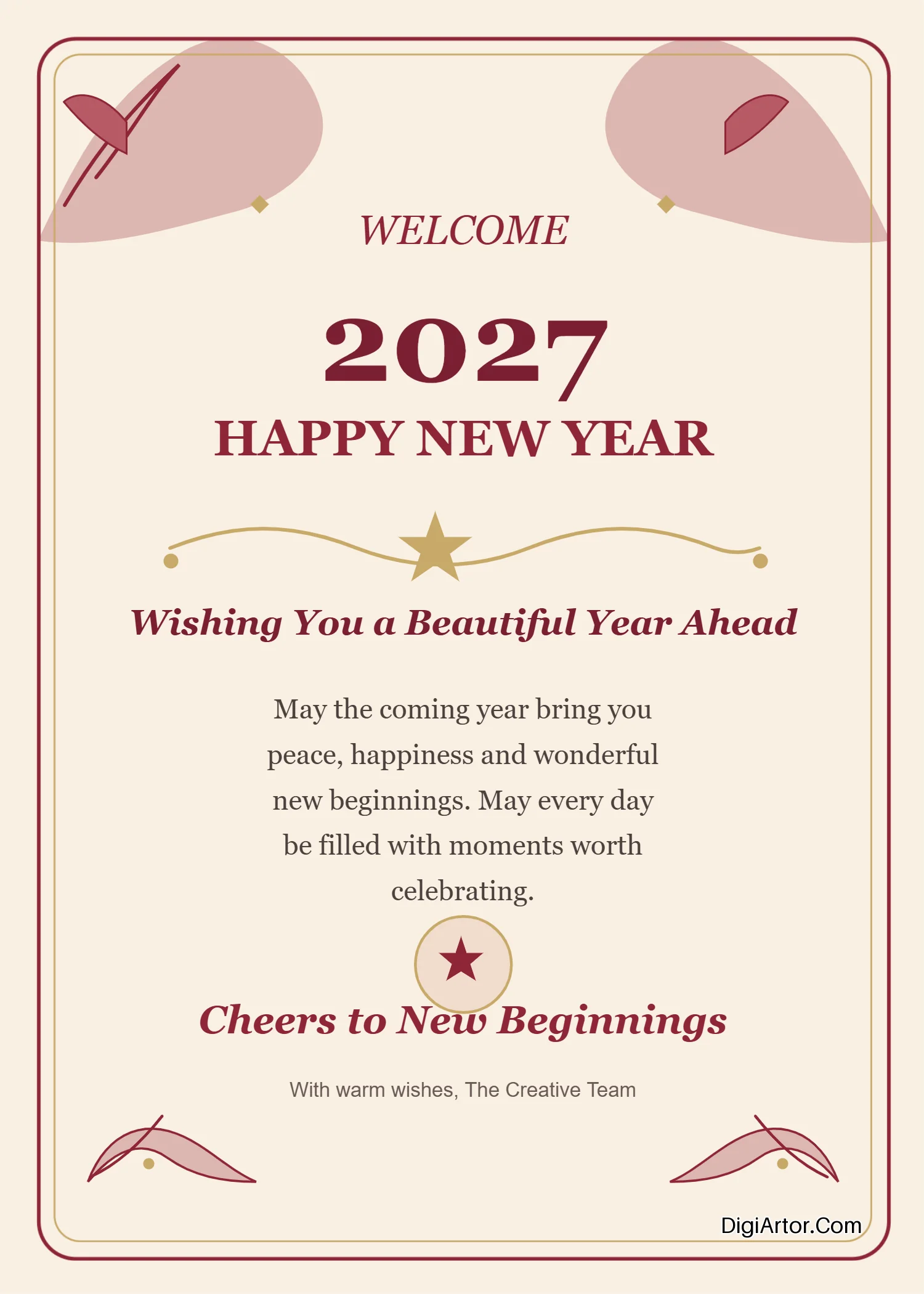 Happy New Year Greeting Card Editable Template Reference Image