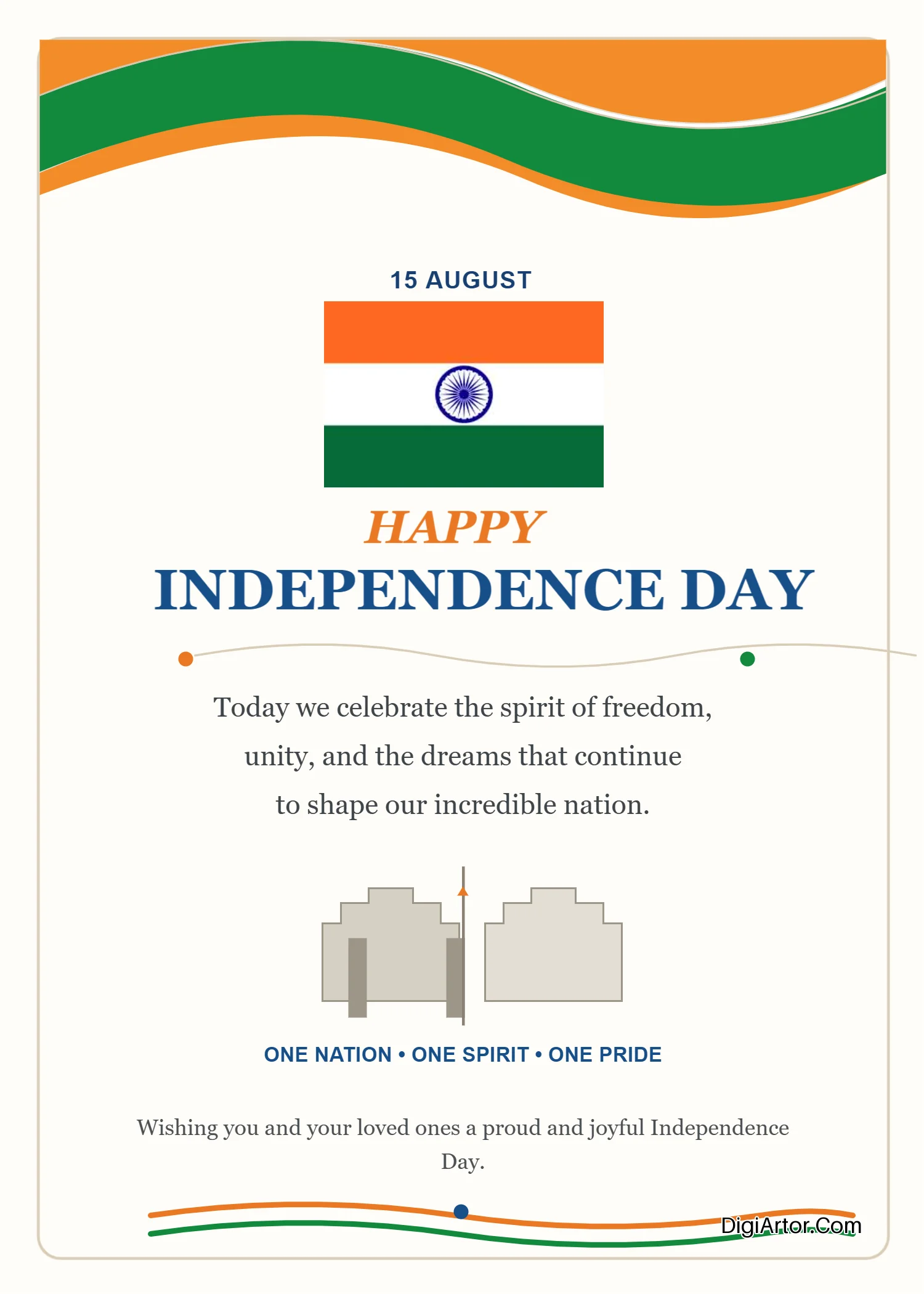 Indian Independence Day Greeting Card Editable Template Reference Image