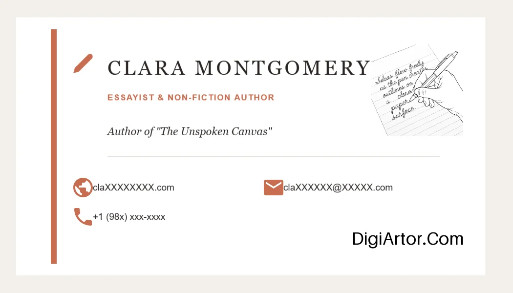 Customize Minimalist Author Business (Visiting) Cards Online Instant Preview Editable Template Reference Image