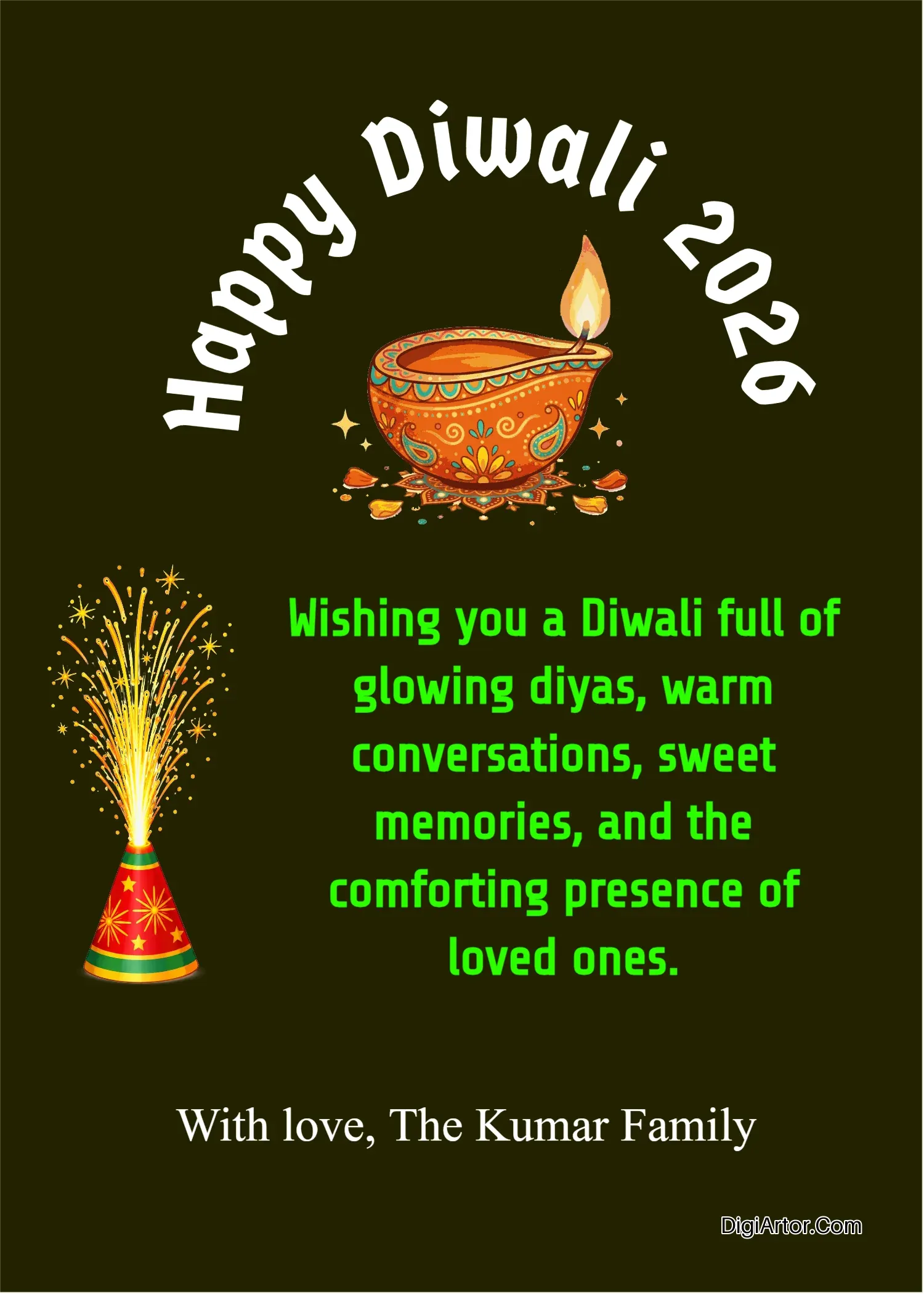 Happy Diwali Wishes HD for Dreams, Success and Togetherness Editable Template Reference Image