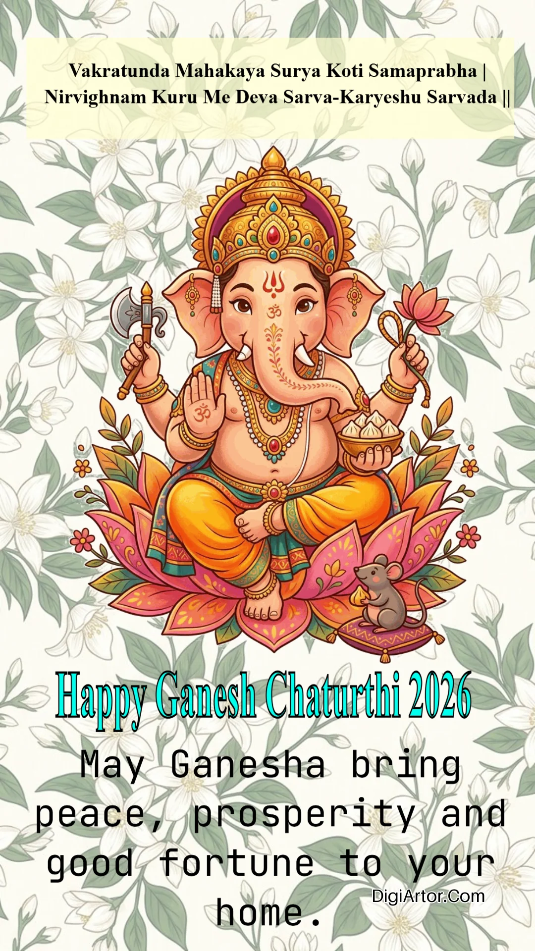 Happy Ganesh Puja Wishes Card Online Editable Template Reference Image