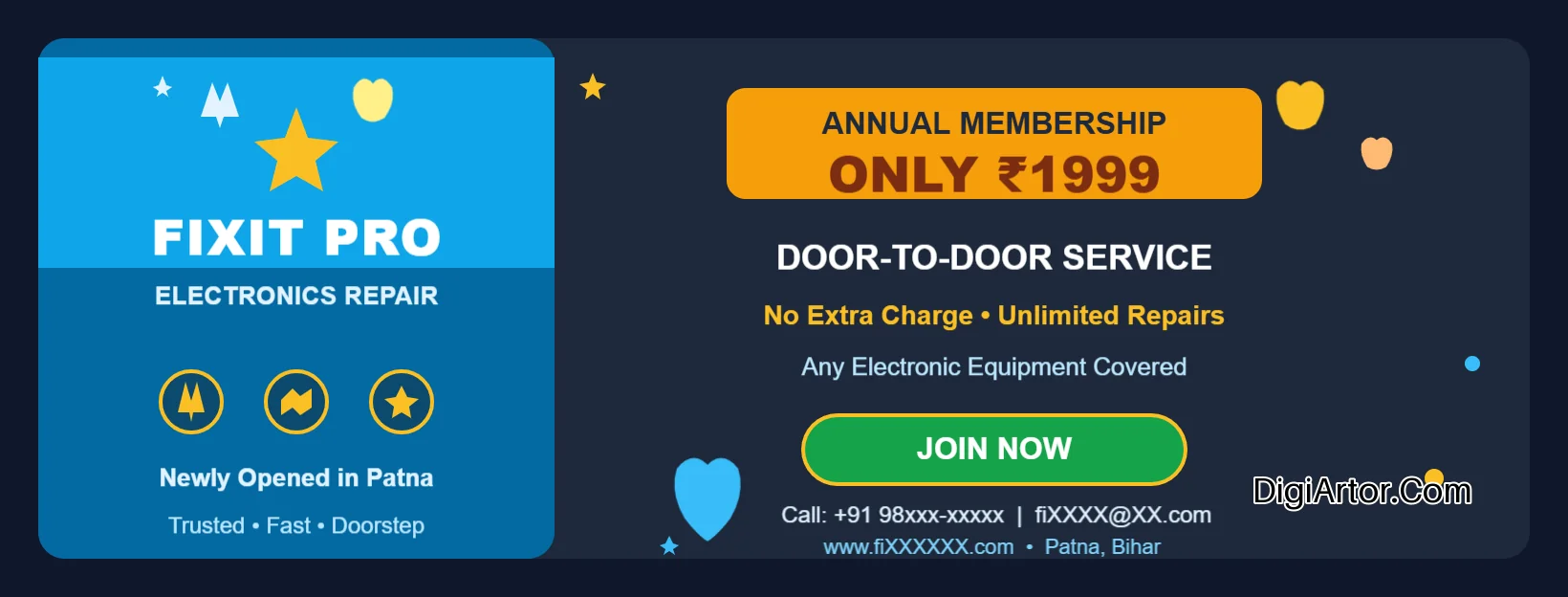 Electronics Repair Banner Ad Editable Template Reference Image