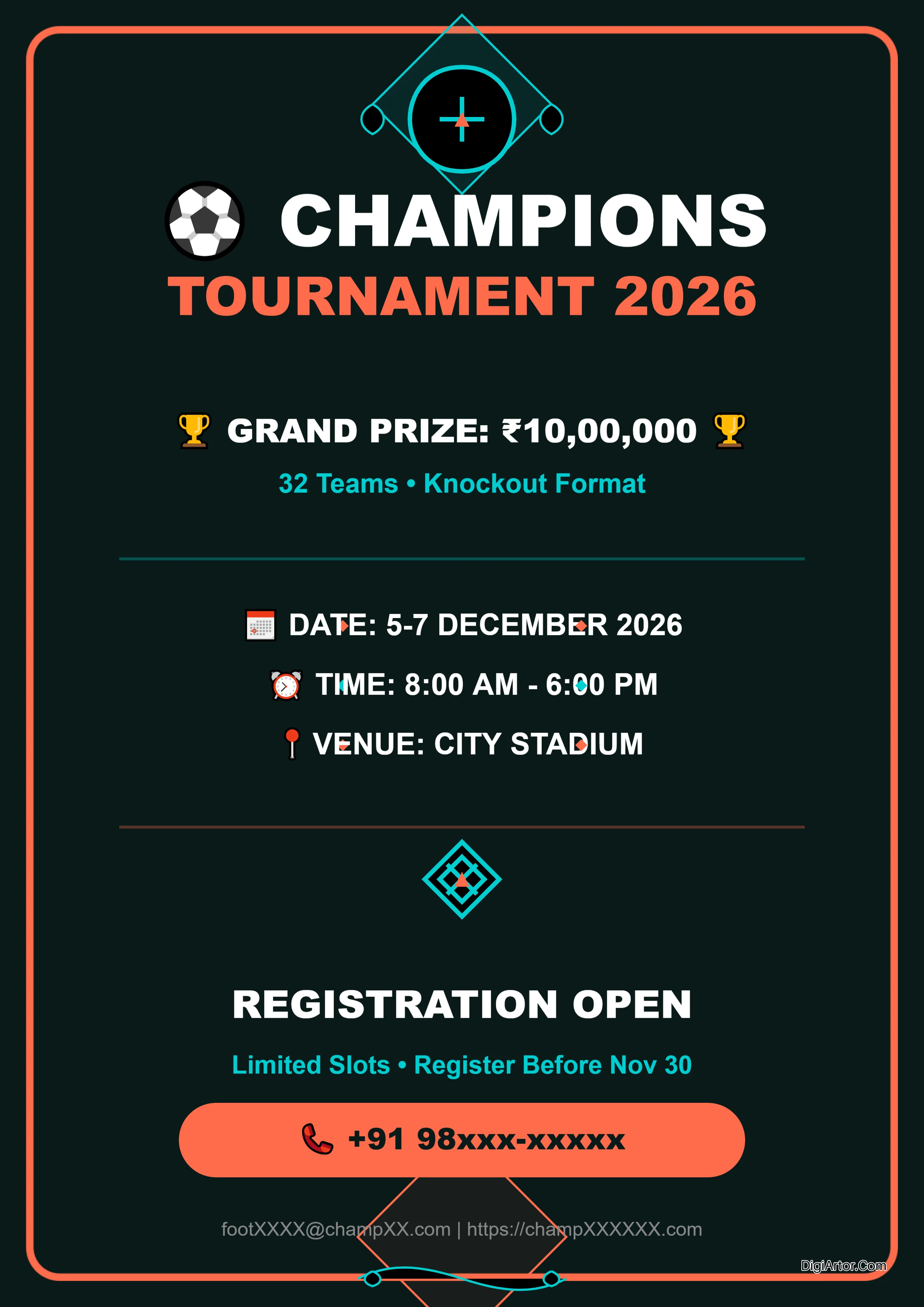 Football Tournament Poster Editable Template Reference Image