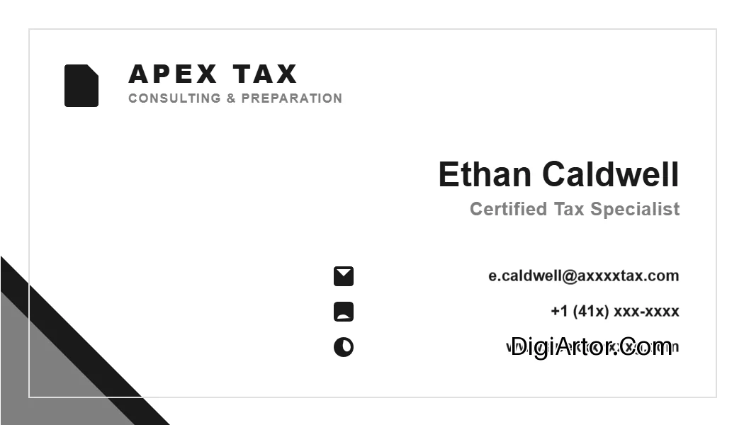 Tax Preparer Business (Visiting) Card Editable Template Reference Image