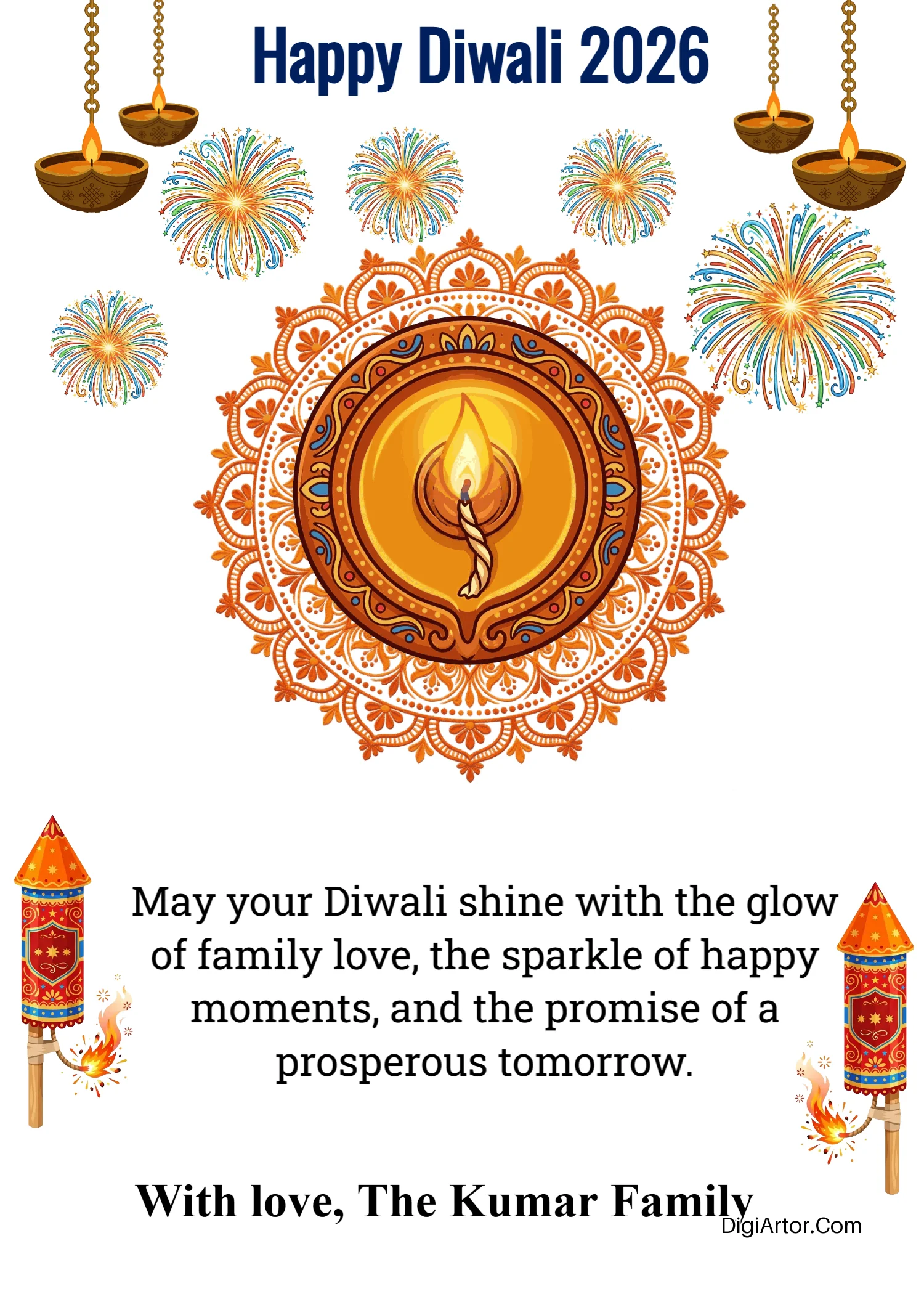 Customized Diwali Wishes for Light, Love and New Possibilities Editable Template Reference Image