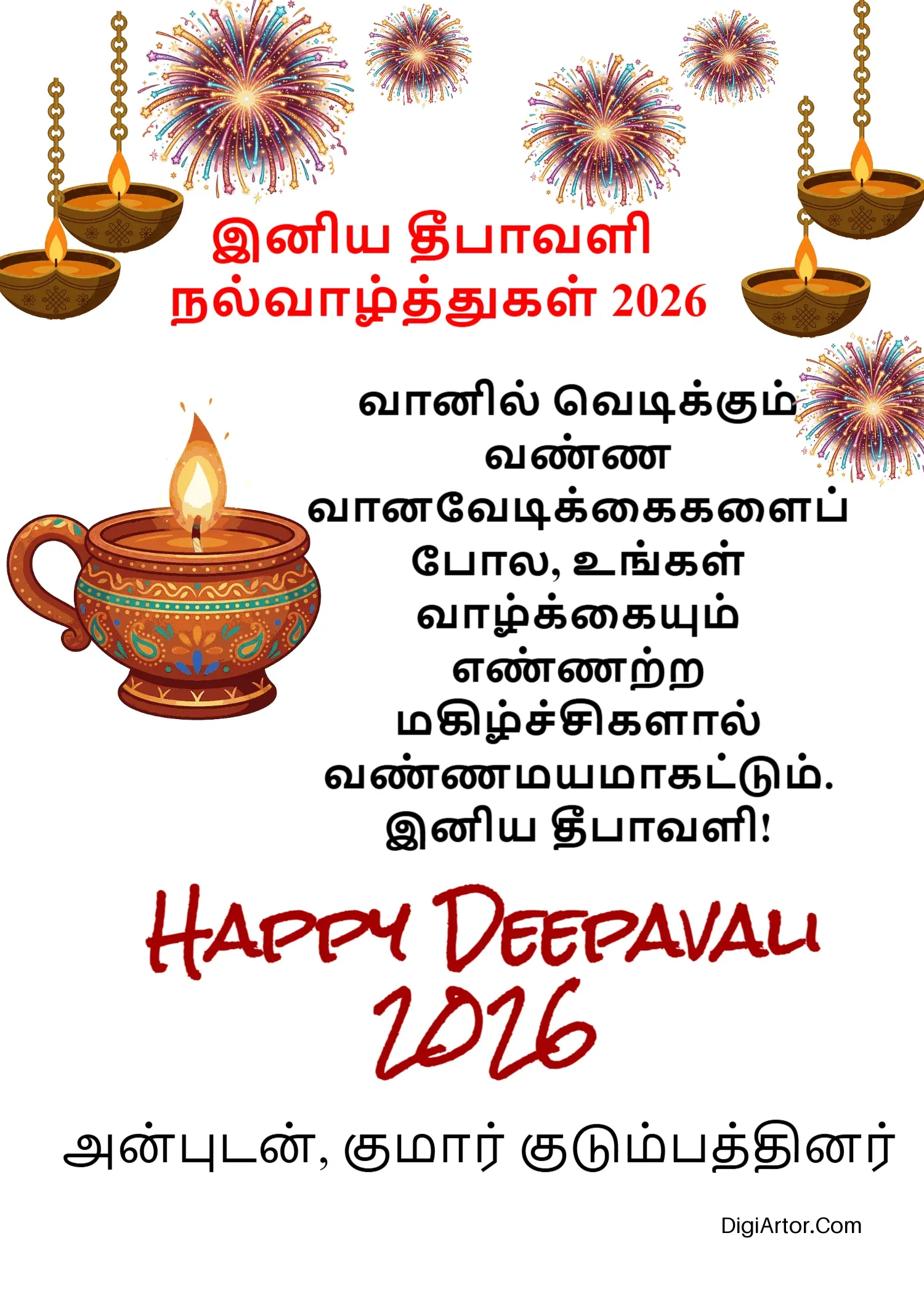 Happy Deepavali Wishes Tamil – Traditional Greetings Editable Template Reference Image