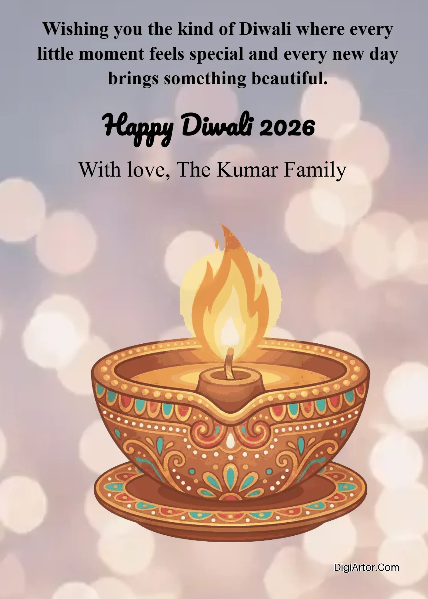 Happy Diwali Card With Wishes for Harmony and Prosperity Editable Template Reference Image