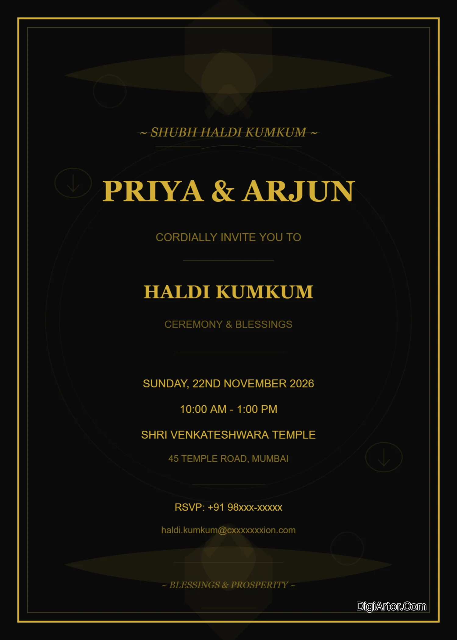 Traditional Haldi Kumkum Invitation Card Editable Template Reference Image