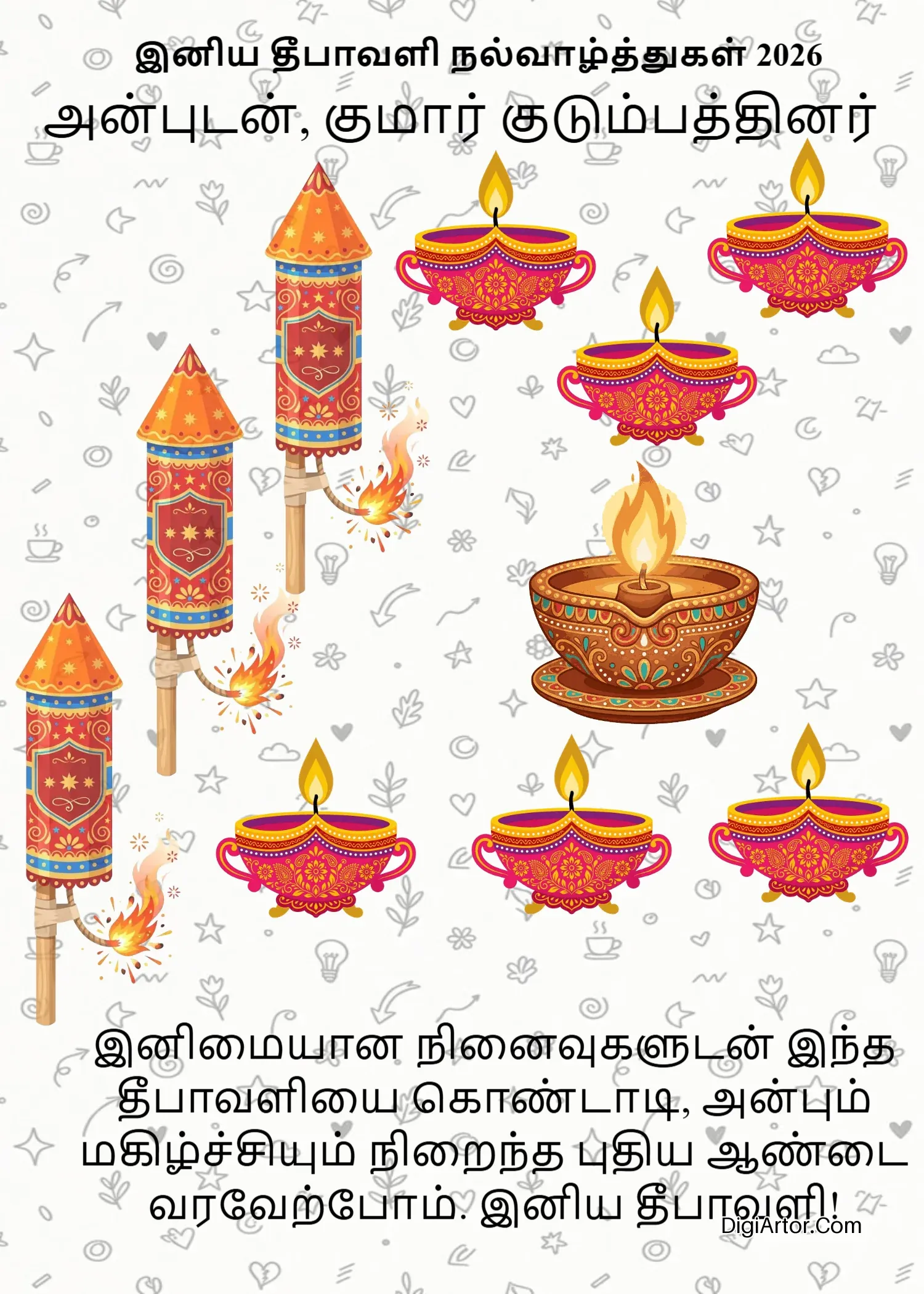 Happy Deepavali Wishes Tamil – Family Greetings Editable Template Reference Image