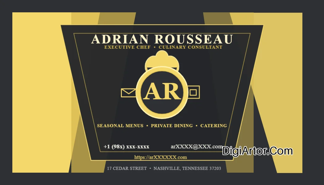 Chef Business (Visiting) Card Maker Customize Editable Template Reference Image