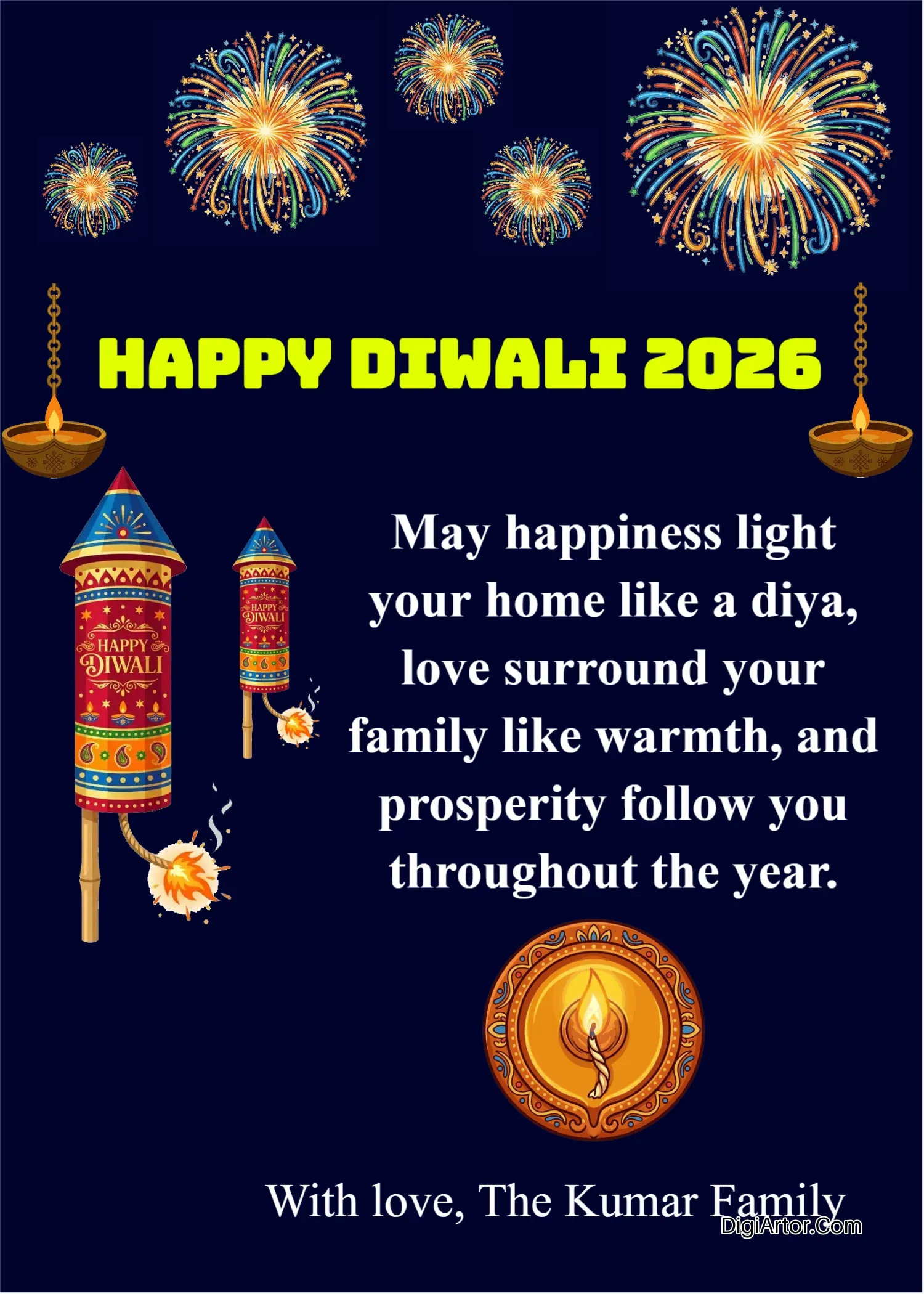 Happy Diwali Wishes With Name for Confidence and New Energy Editable Template Reference Image