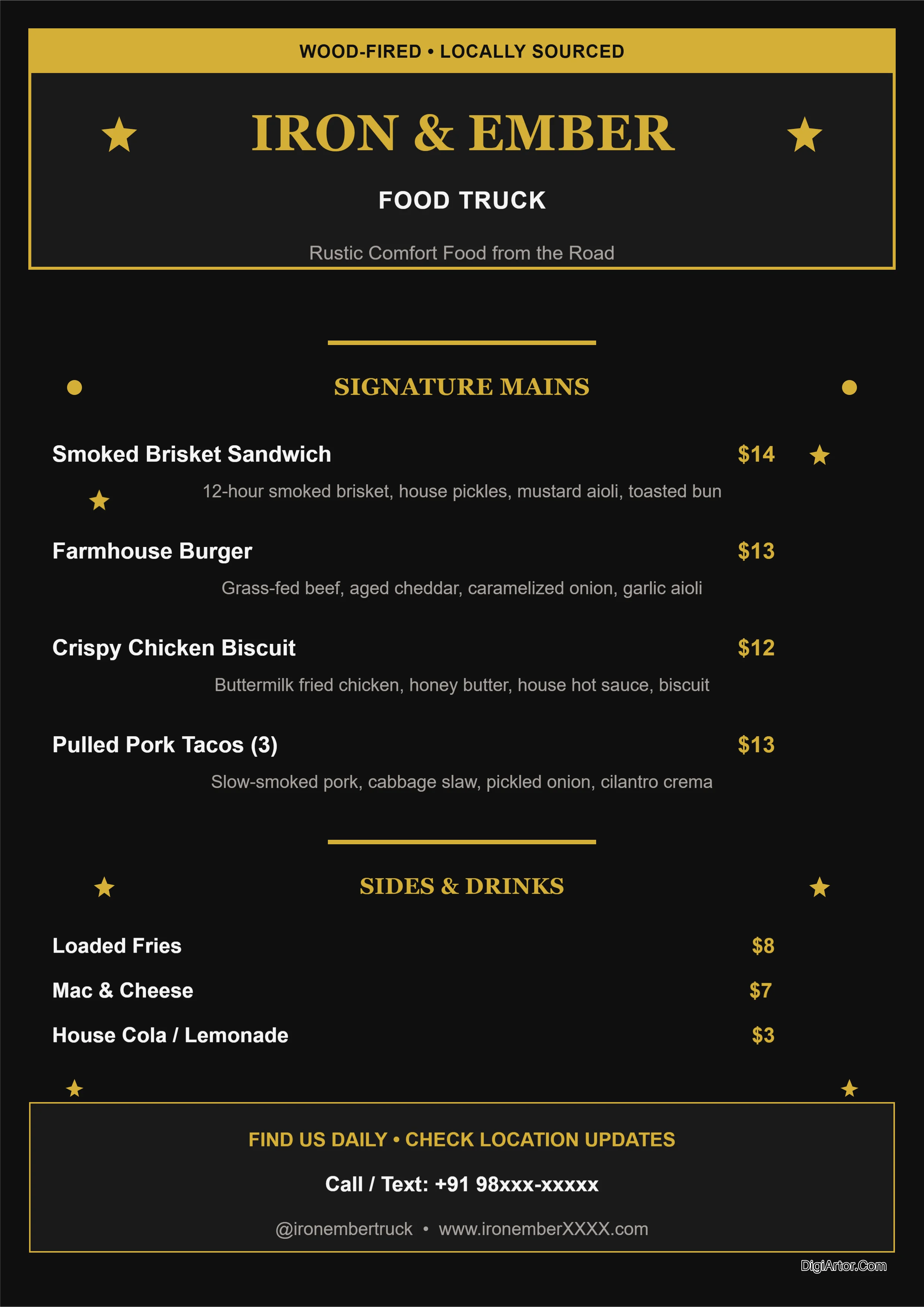 Food Truck Menu Editable Template Reference Image