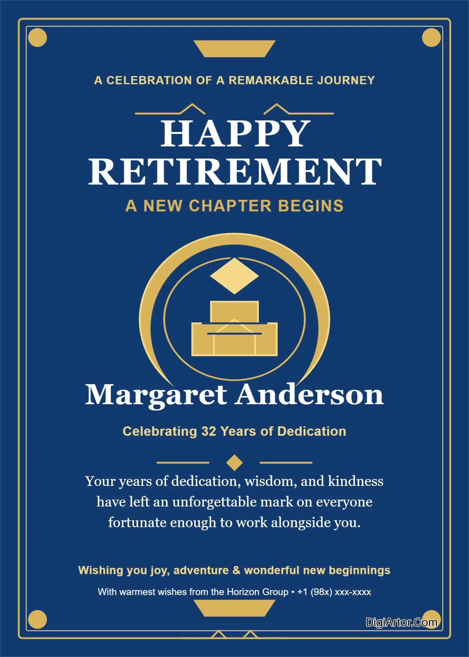 Retirement Day Greeting Card Editable Template Reference Image