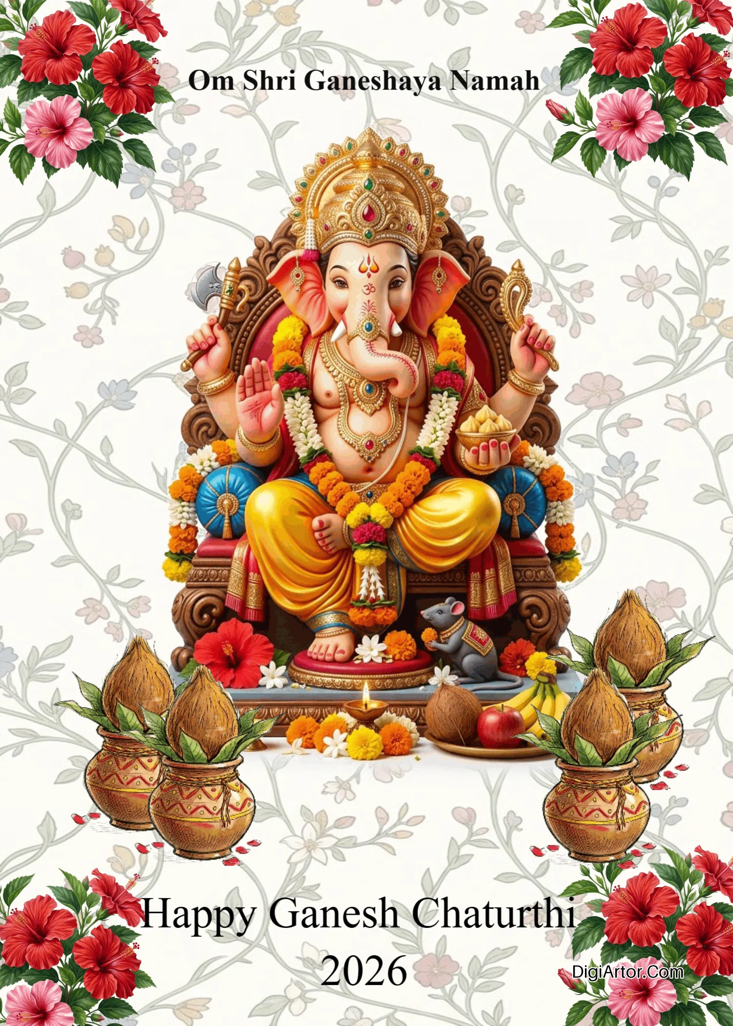 Ganesh Chaturthi Greeting Card for Dearer Ones Editable Template Reference Image
