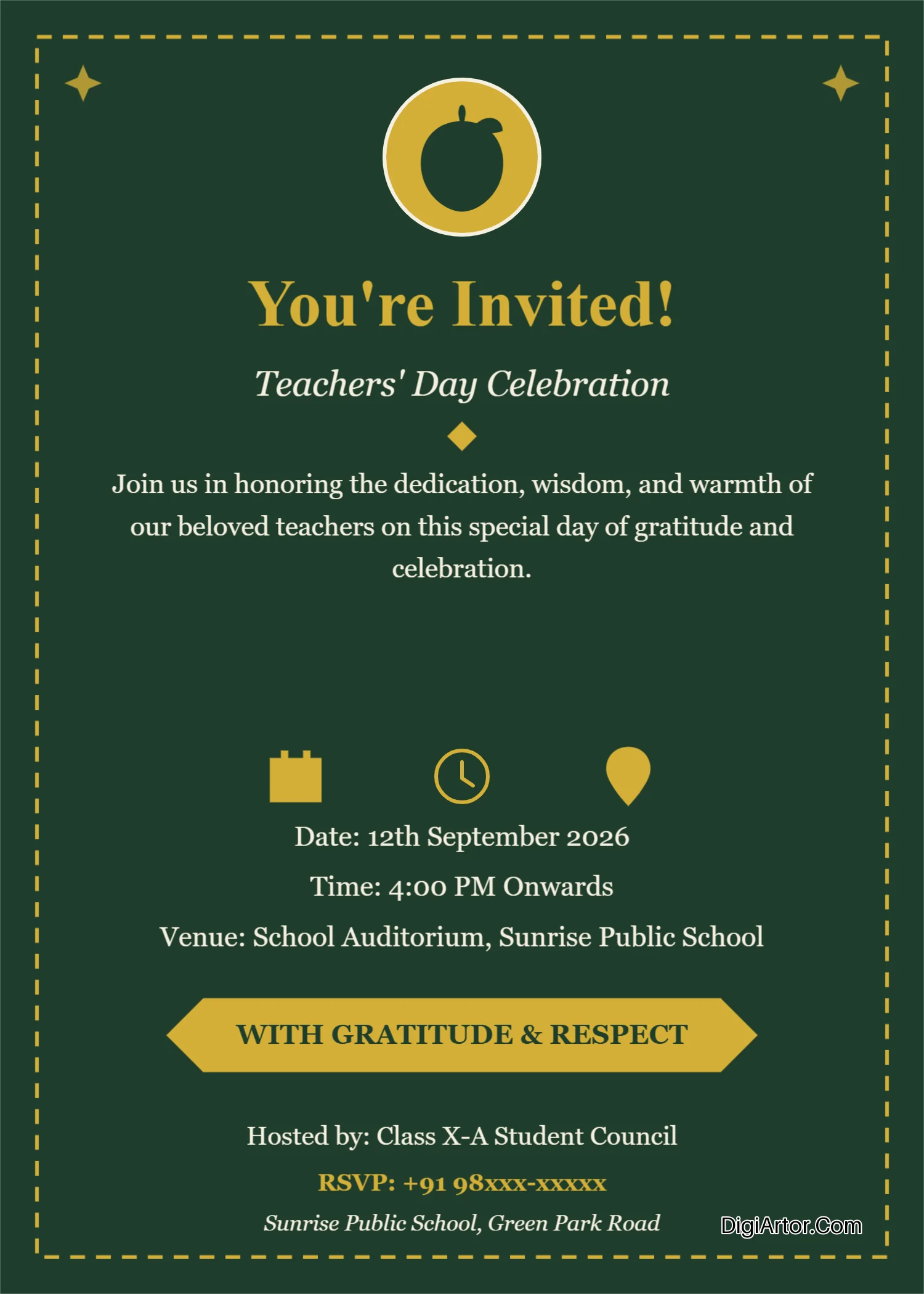 Teachers Day Invitation Card Maker Customize Download Free Online Editable Template Reference Image